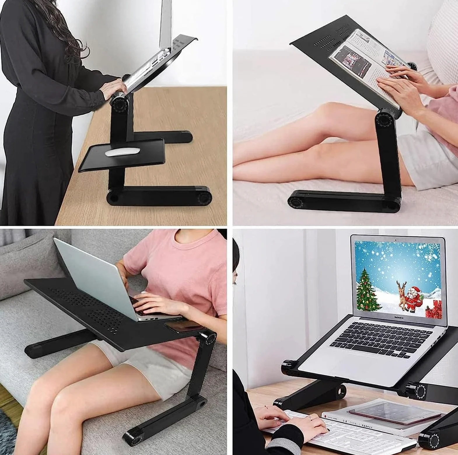 NAKEAH Supporto da Tavolo Regolabile for Laptop, Supporto for Workstation Portatile Portatile, scrivania ergonomica Pieghevole for Laptop da Ufficio in Lega di Alluminio