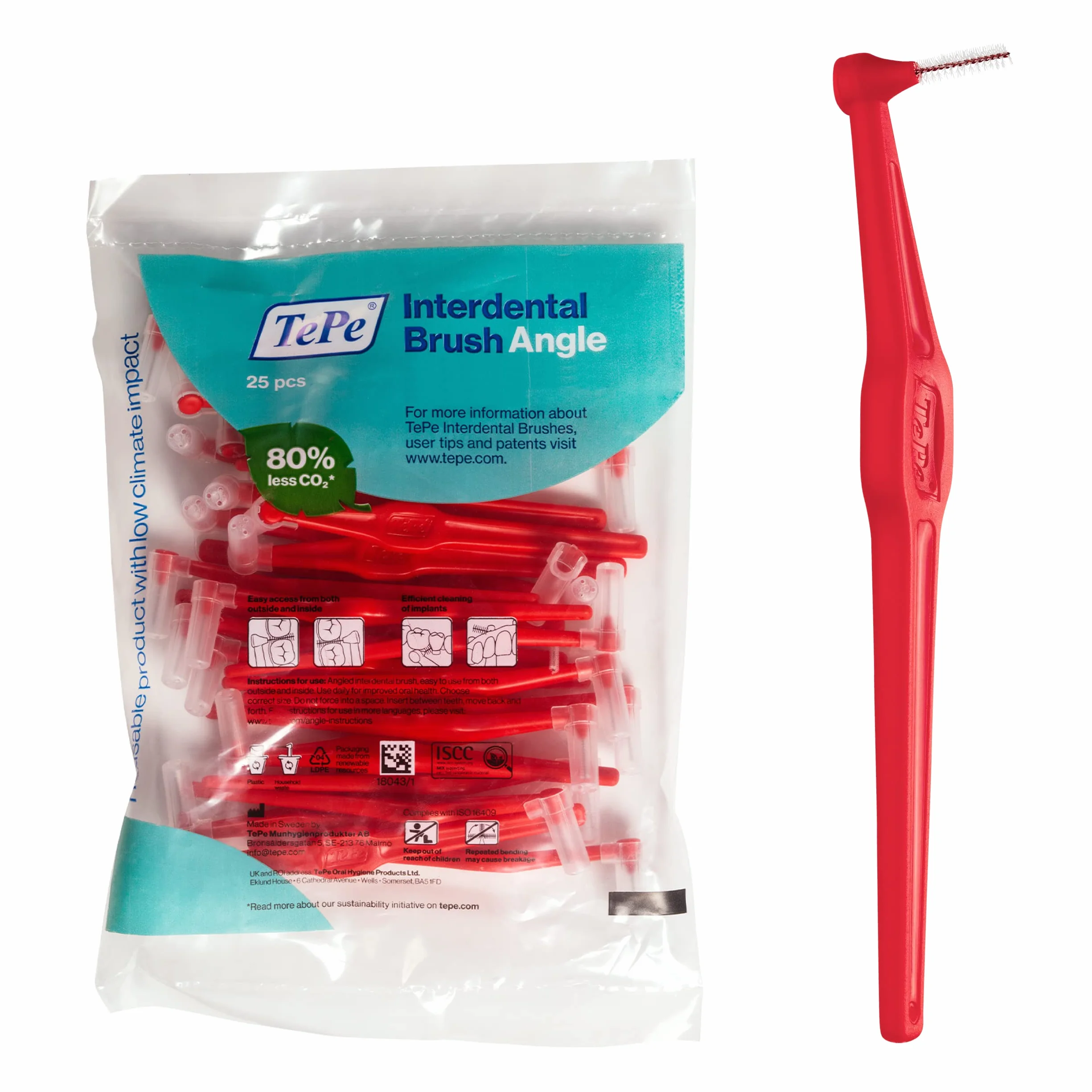 Tepe Angle Interdental Brushes 0.5 Red 25Pcs