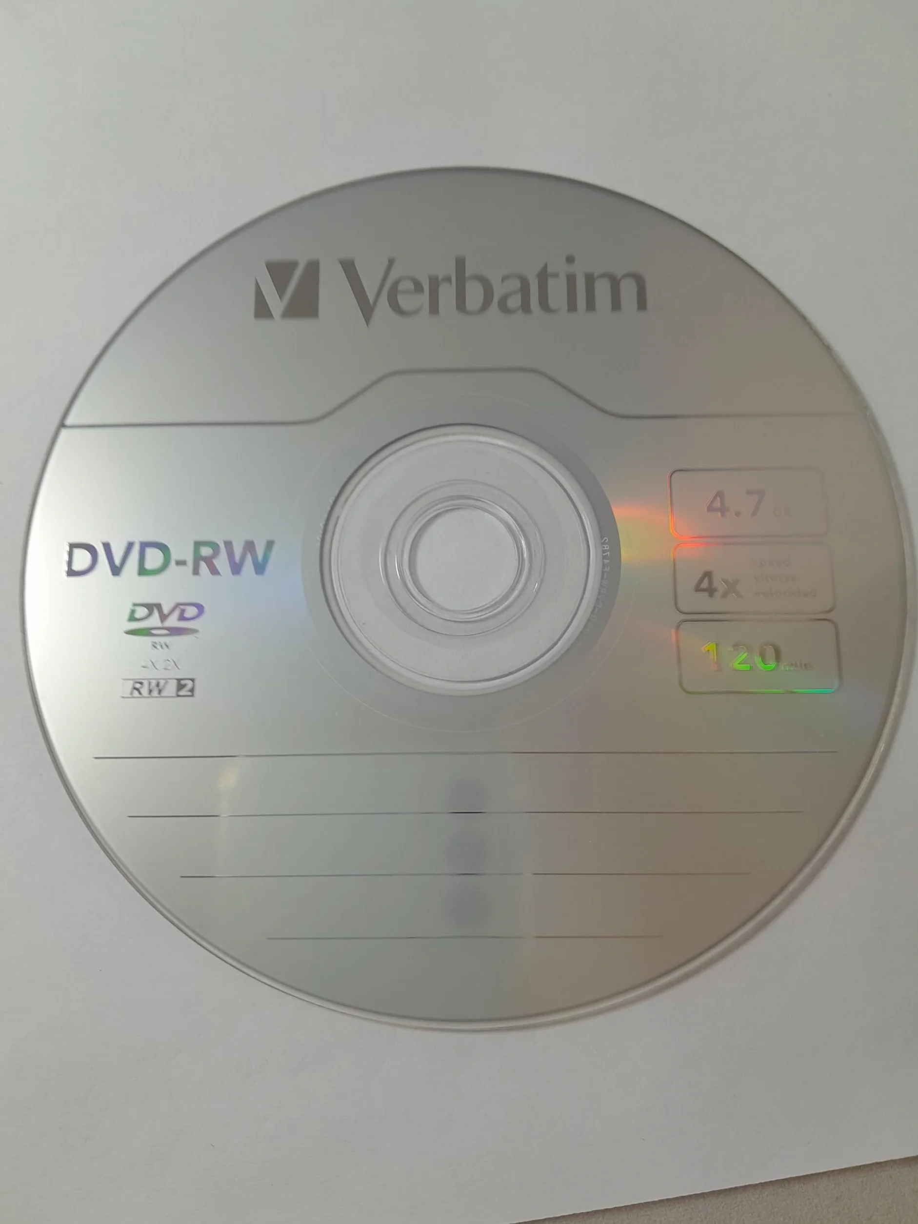 DVD-RW 4,7 GB 4X Velocità 120 min