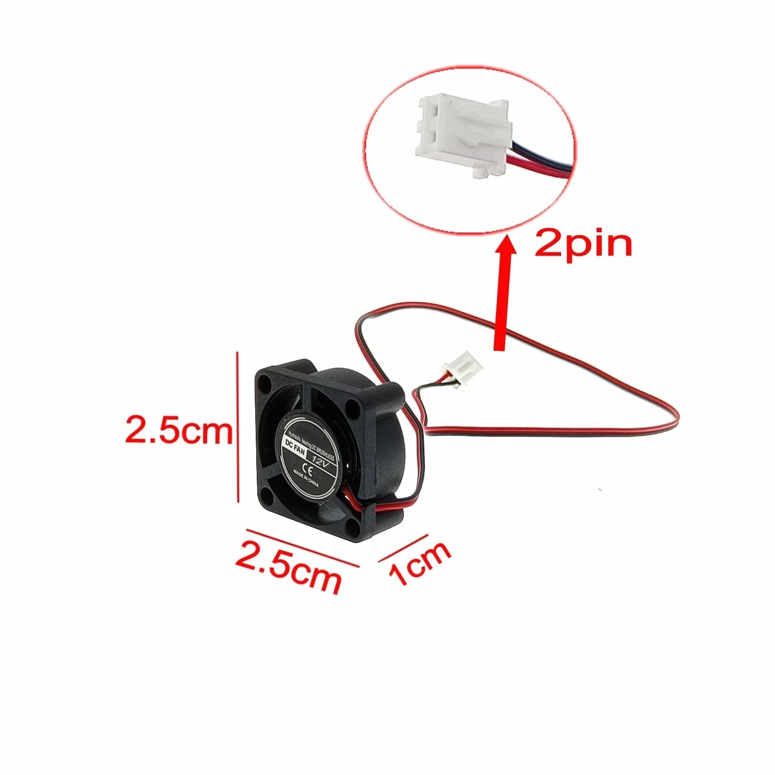 JZK 5 mini ventole da 25 mm, 2 poli, 12 V, con cavi, 2510, 25 x 10 mm, senza spazzole in miniatura DC con cuscinetto idraulico per scheda di sviluppo, scheda grafica e progetti fai da te