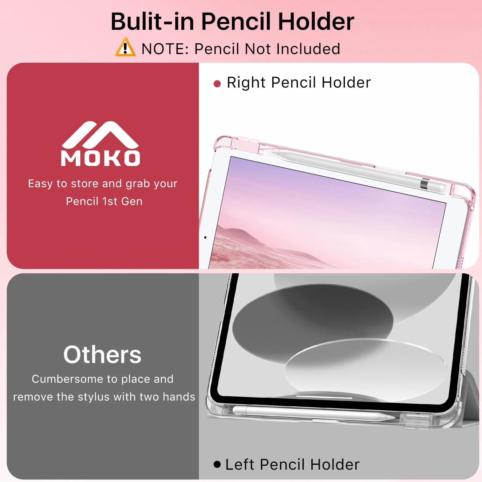 MoKo Cover per iPad 9a/8a/7a Generazione 10,2 Pollici 2021/2020/2019 Custodia Trifold Sottile Rosa