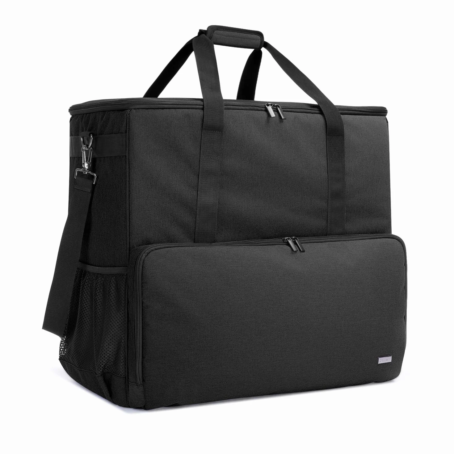 Curmio Borsa da trasporto per custodia da tavolo per computer desktop, tastiera, cavo e mouse, borsa a tracolla da viaggio per computer e accessori,Nero