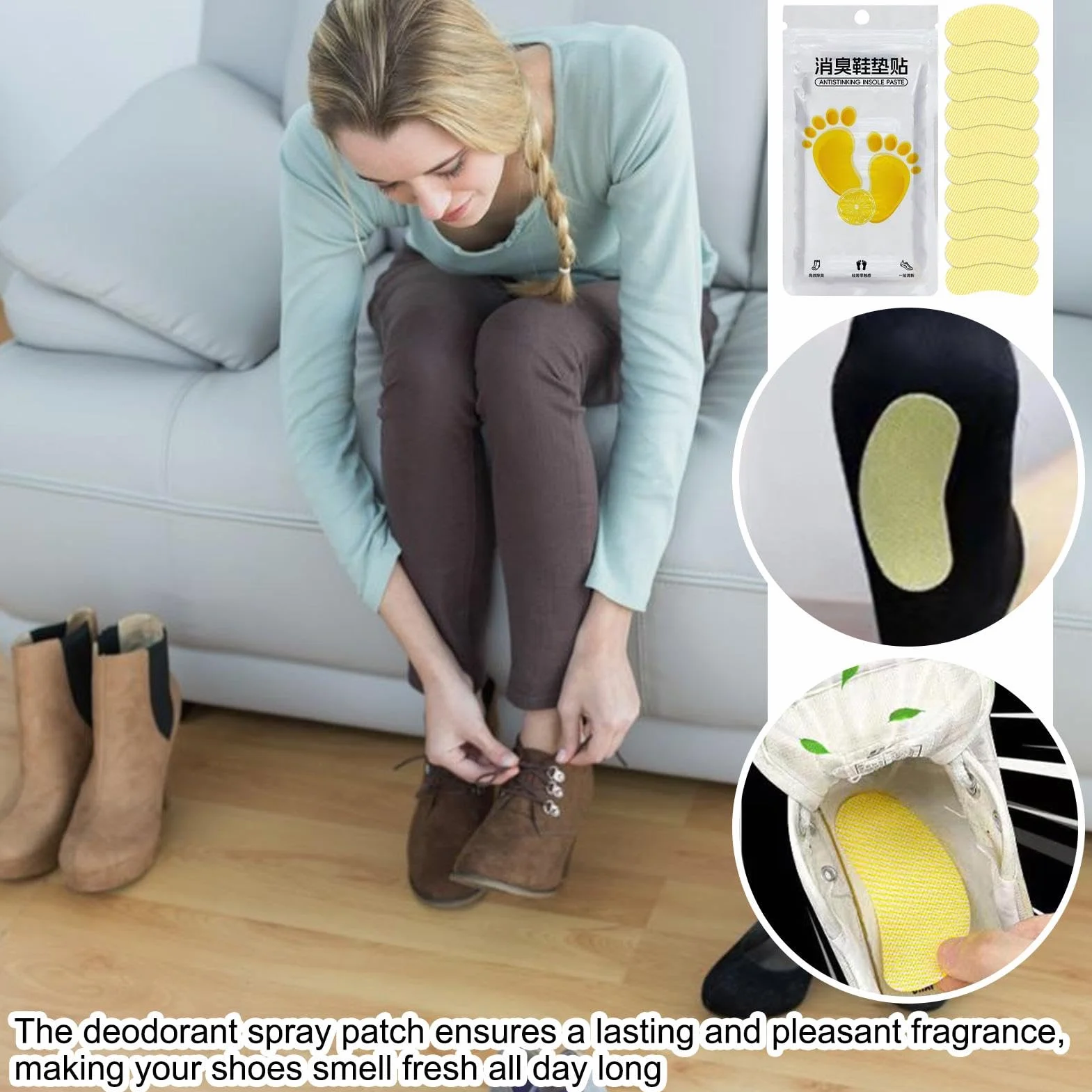 Insist Adesivo anti-odore deodorizzazione per scarpe da ginnastica patch rimozione odori lunga durata