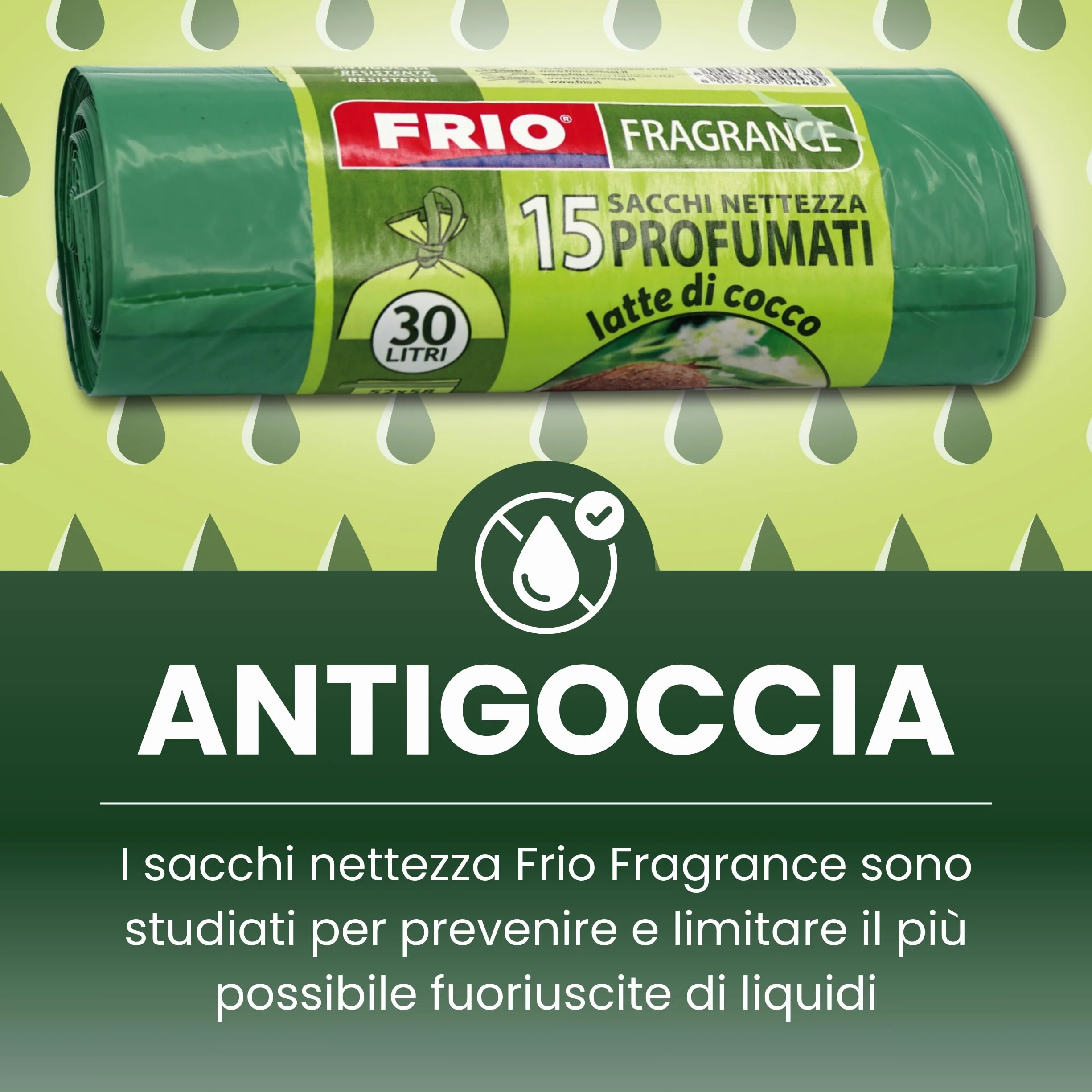 FRIO Sacchetti per la Spazzatura 30 Litri 52x58cm Verde Extra Resistenti