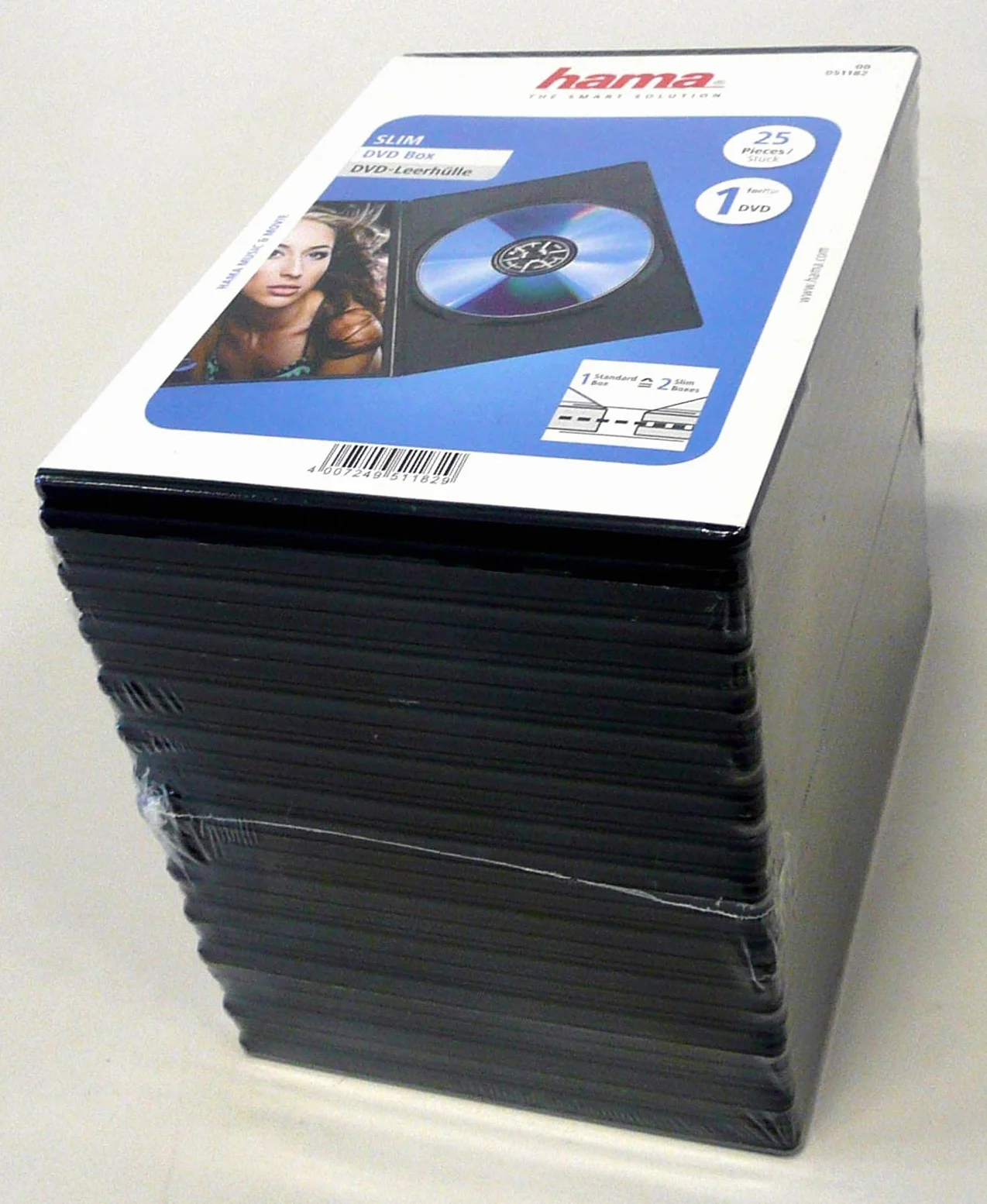 Hama DVD Slim Box 25, scatole di dischi ottici, Nero, confezione da 25