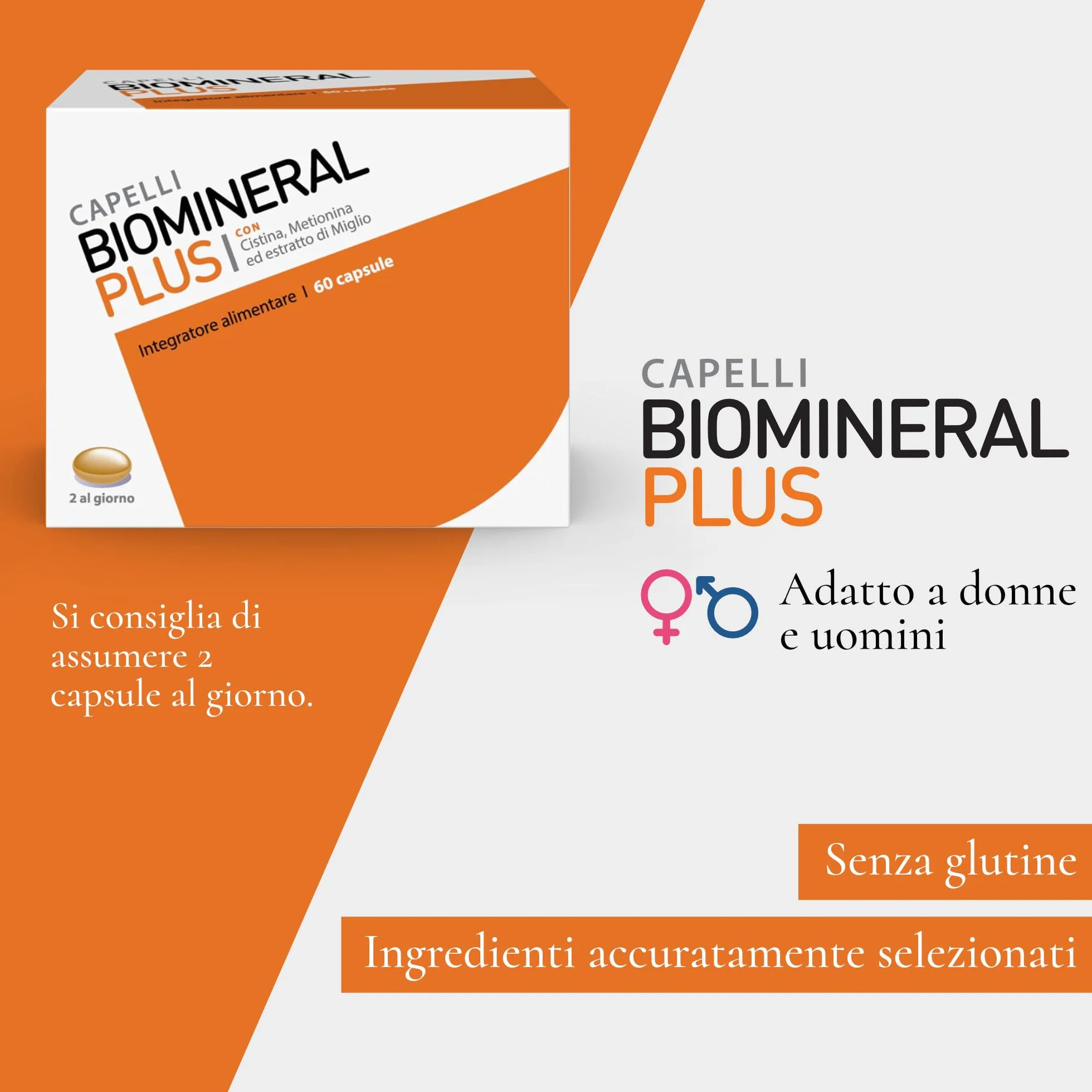 Biomineral Plus Capelli 60 Compresse Integratore Capelli con Cistina Metionina Biotina