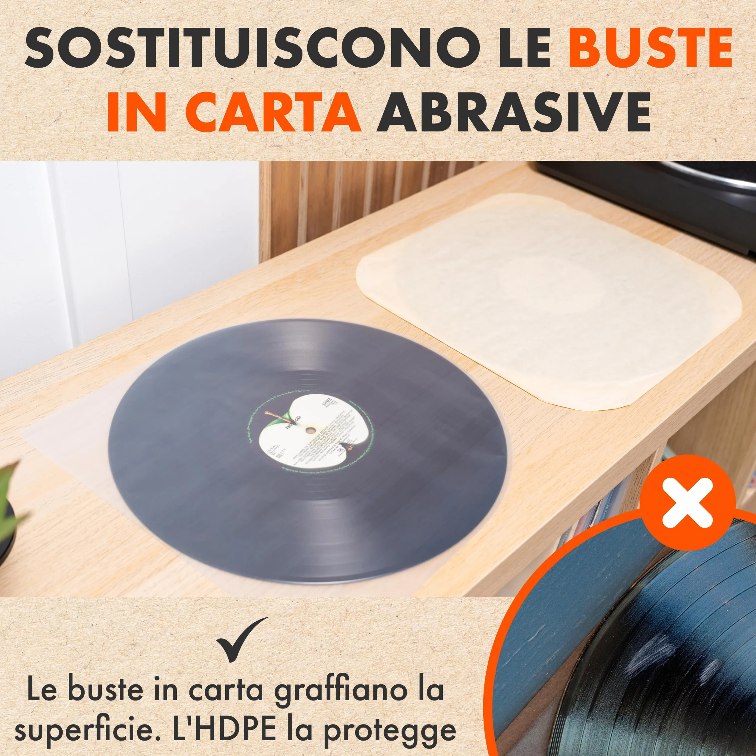 Spincare 50x Buste Interne Antistatiche per Vinili 33 Giri 12 Pollici | Dynamic Bordo Arrotondato Buste per Vinili Protettive | Buste Vinili 33 Giri HDPE Premium