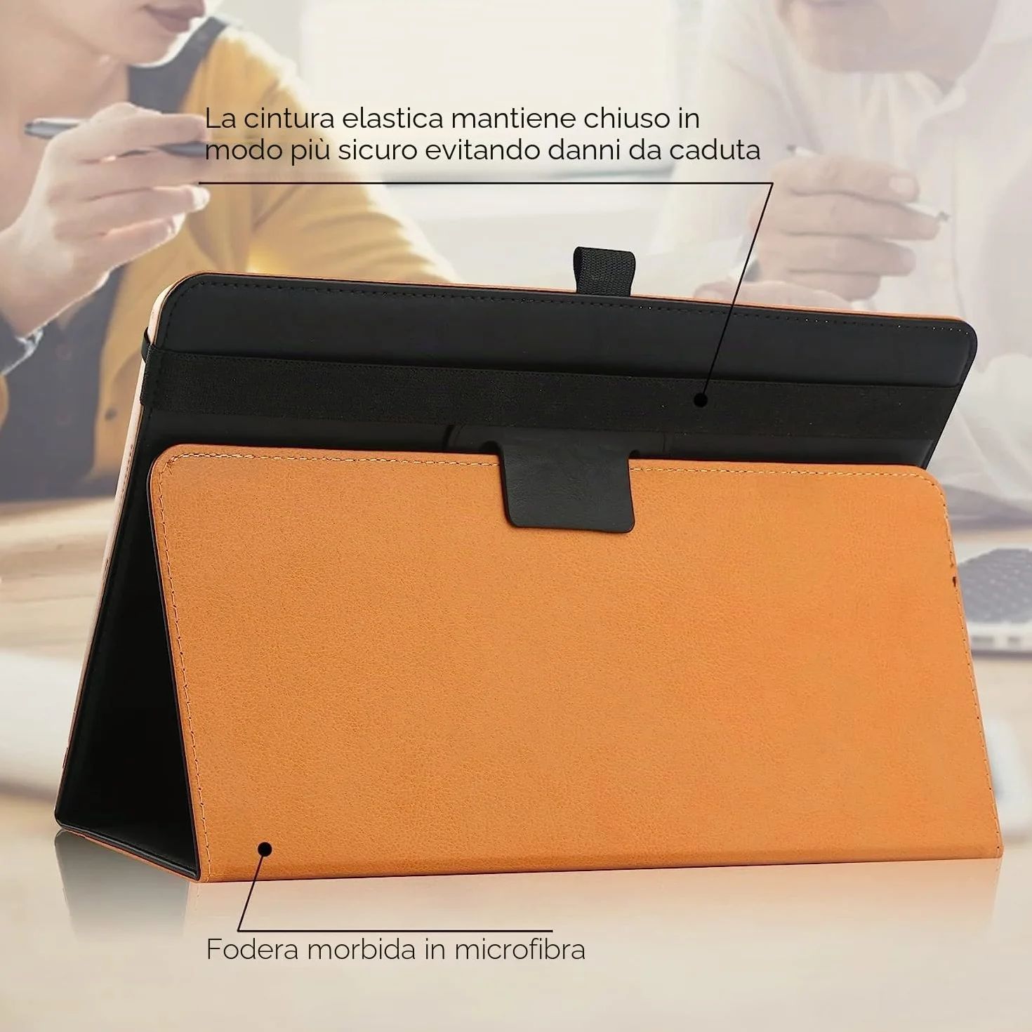 Custodia universale per tablet 9-11 pollici Folio protettiva con cinturino a mano e stand - Nero