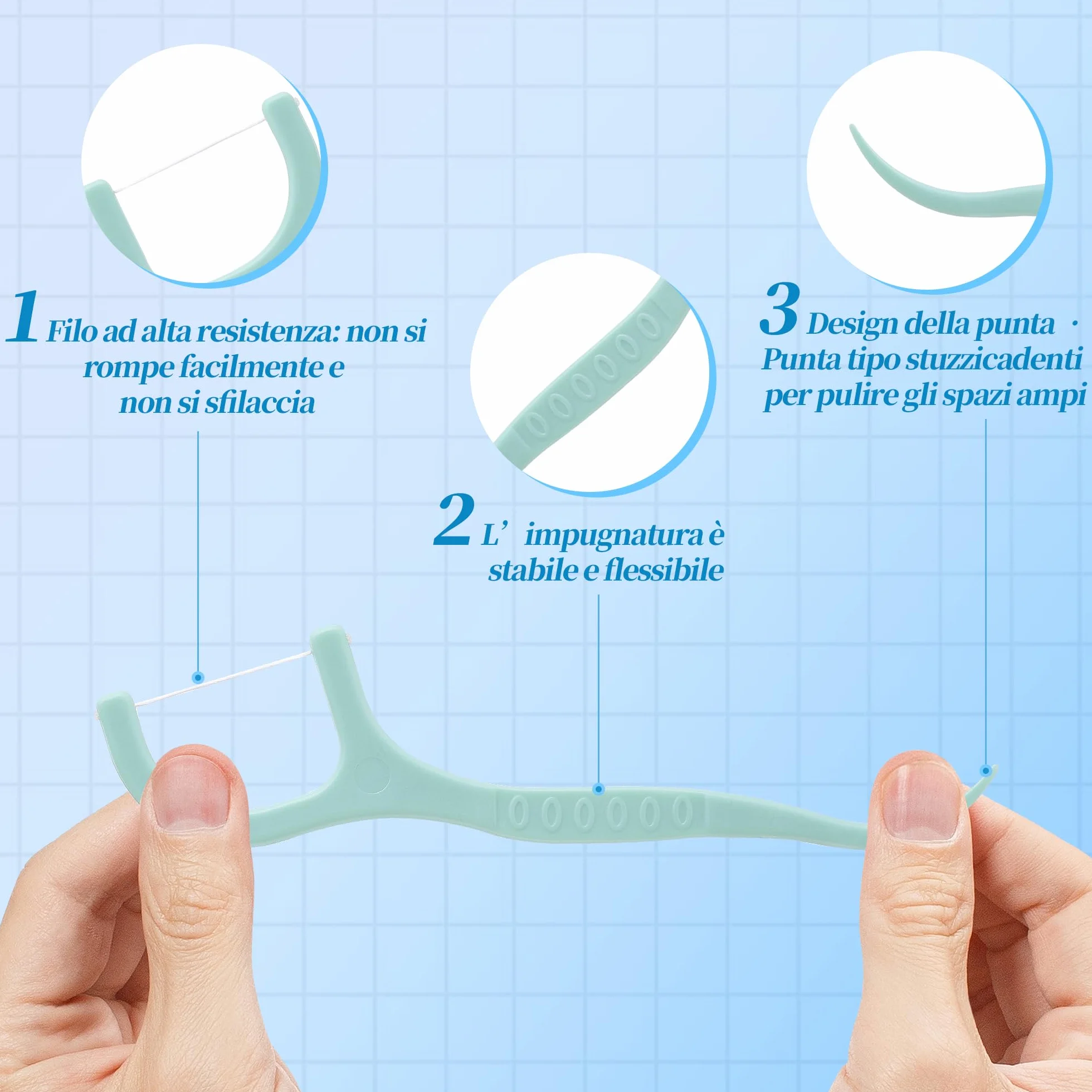 Filippo Bianchini Filo Interdentale Gusto Menta 150 Pezzi Bastoncini Portatili Cura Dentistica