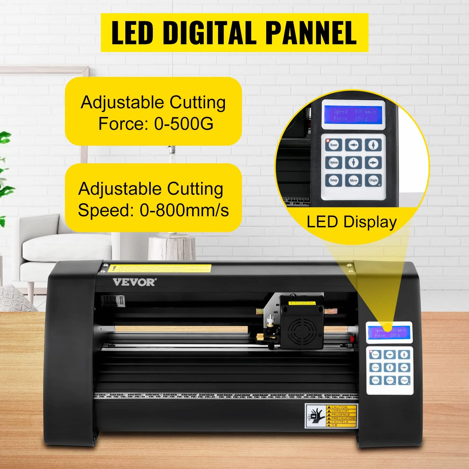 VEVOR Plotter da Taglio Vinile Semiautomatica con Luce Guida a LED, Modello KH-375A 375 mm Potenza 95 W Taglierina per Plotter in Vinile Flexi per Auto, Segnali Stradali, Palloncini, Caschi, ecc.