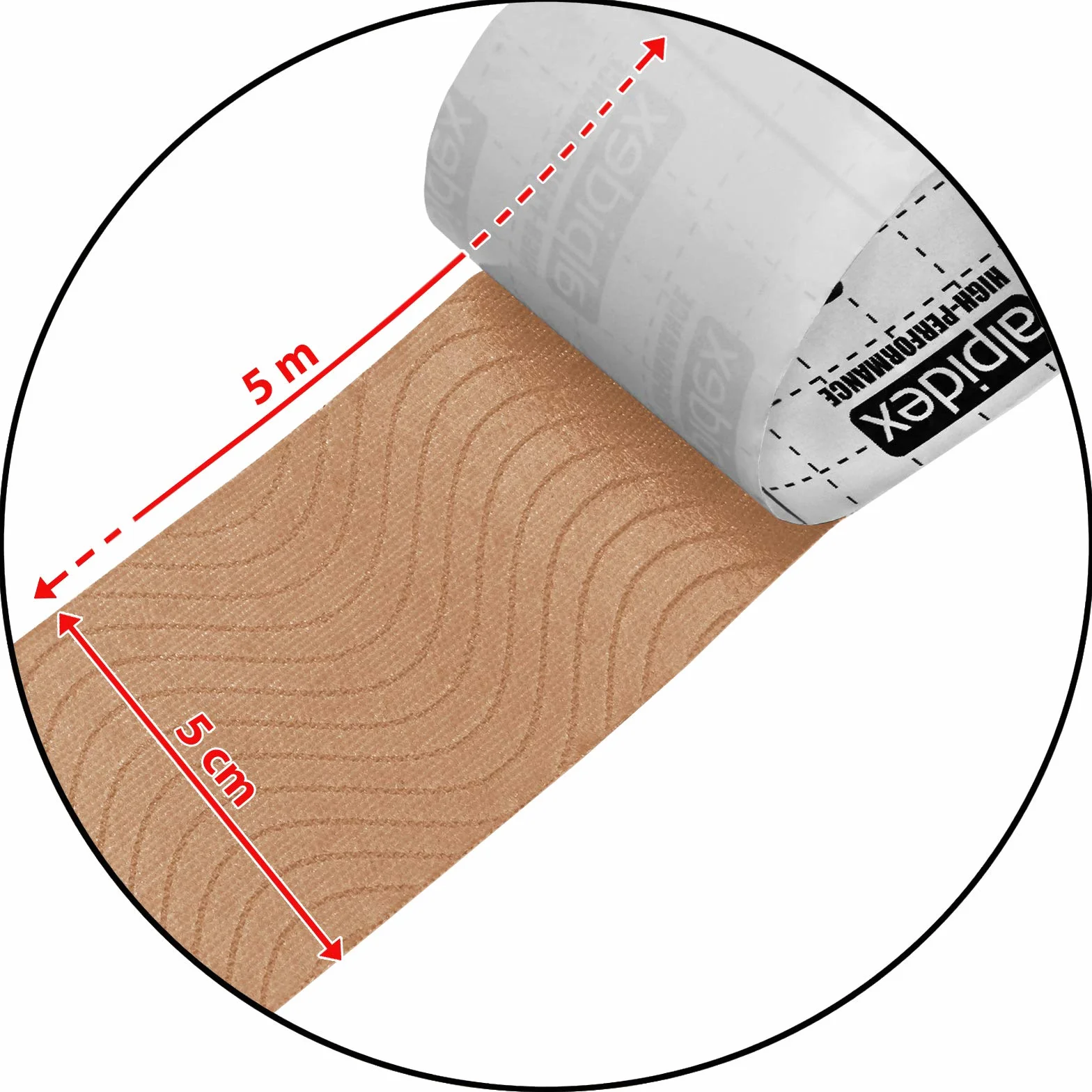 ALPIDEX Nastro Kinesiologico 5 m x 5,0 cm 1 Rotolo Colore Pelle Tape Muscolare