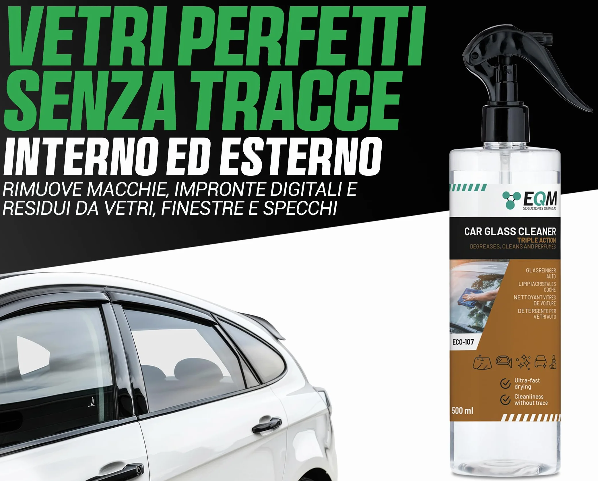Detergente Vetri Auto ECO-107 500 ML - Detergente per Vetri Interni ed Esterni