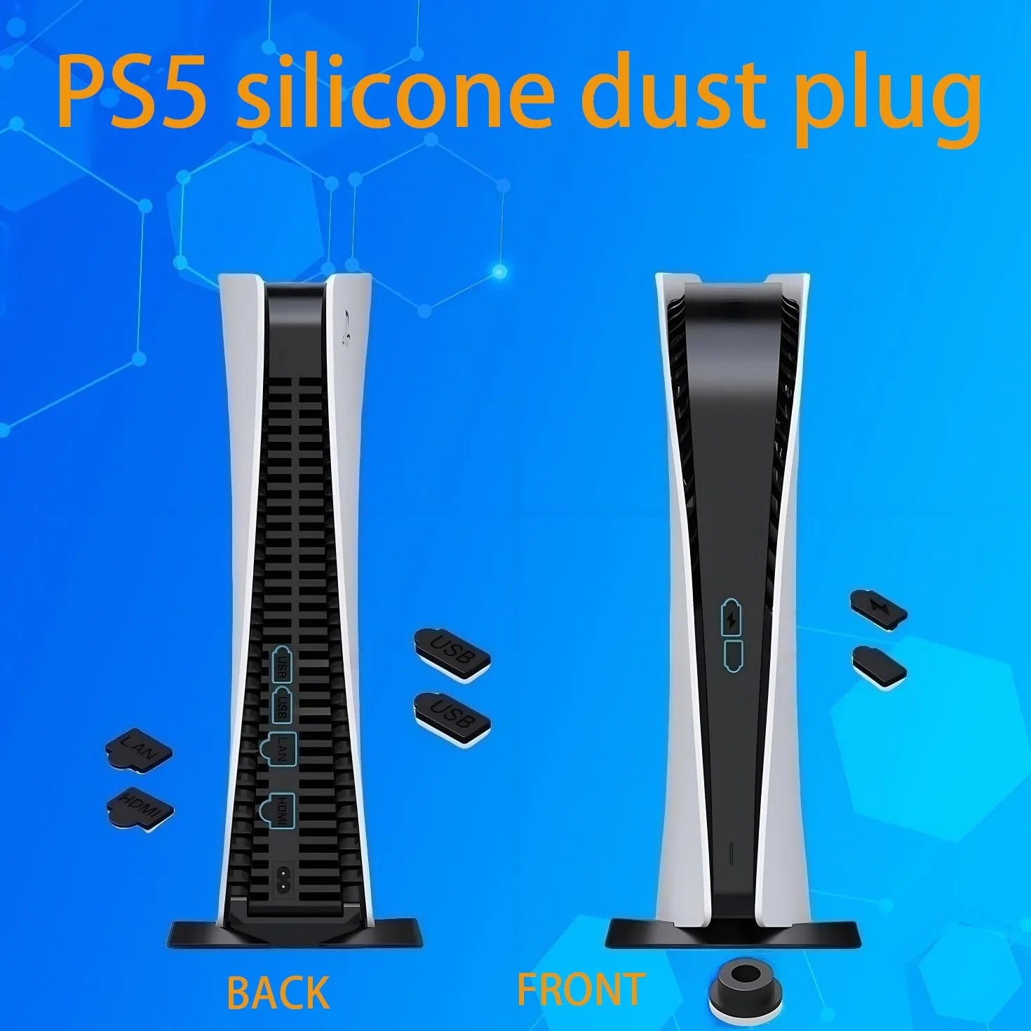 Filtro antipolvere per ventola PS5, con 4 prese di ventilazione traspirante, adatto per presa PS5, tappo antipolvere in silicone per PS5 Pro, PS5 Slim, PS5