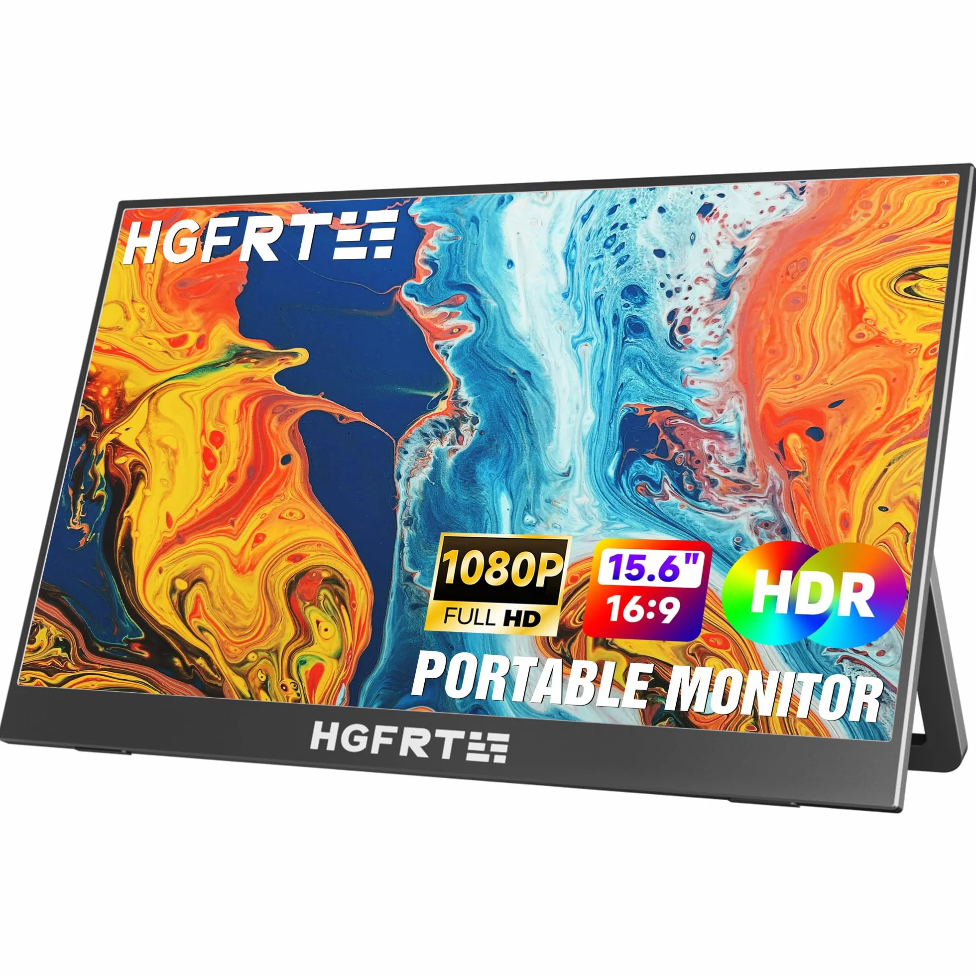 Monitor portatile 15,6 Pollici FHD, Schermo Portatile 1920 x 1080 FHD, 60Hz, Antiriflesso IPS, USB-C, mini HDMI, Altoparlante, Supporto Pieghevole, VESA, per PC, Laptop, Mobile