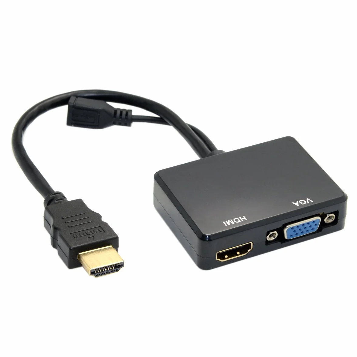 JSER HD-213 HDMI a VGA & HDMI femmina Splitter con cavo audio video convertitore adattatore per HDTV monitor PC