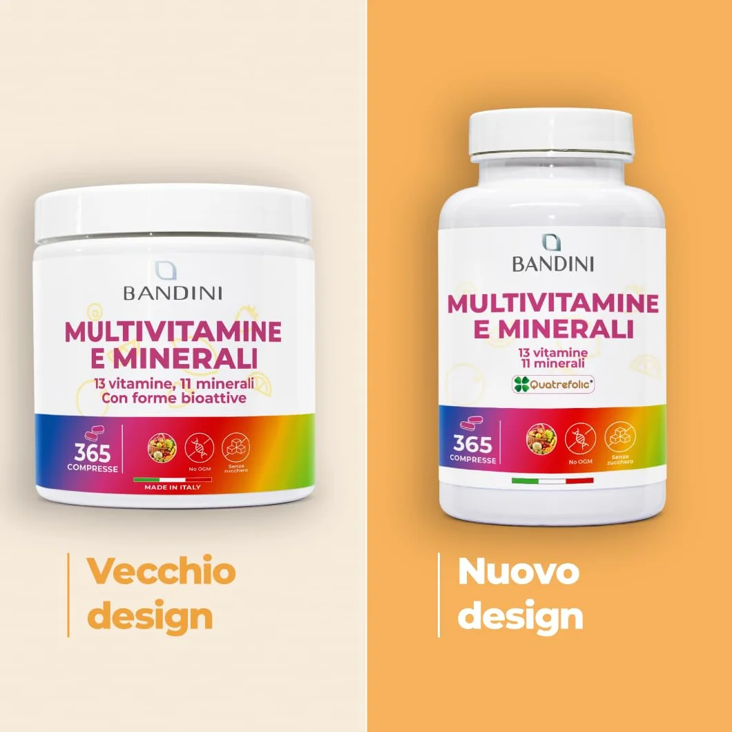 Bandini Multivitaminico Completo 365 compresse Integratore Multivitamin Complex 13 Vitamine 11 Minerali Uomo Donna Prodotto Italia