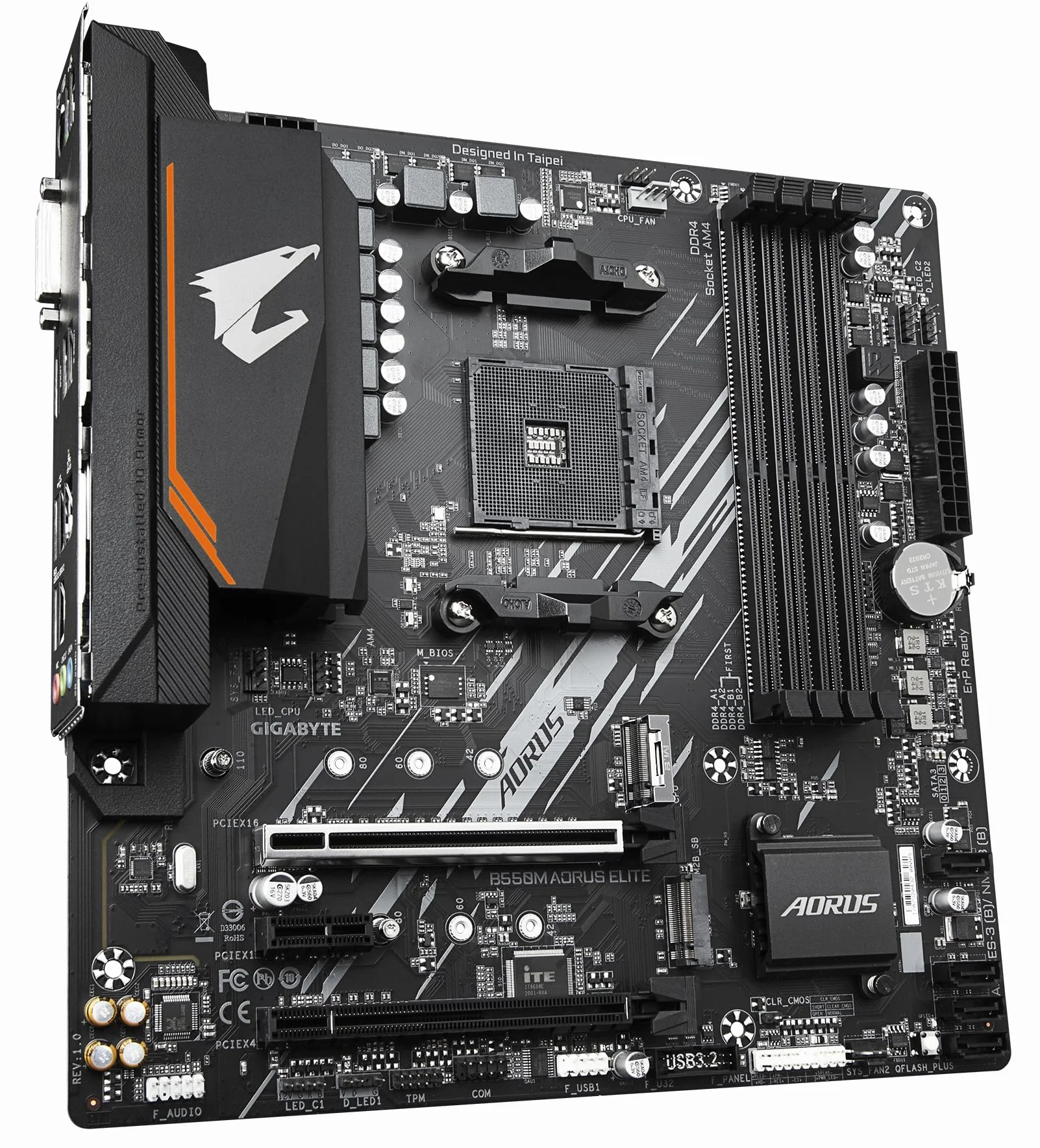 GIGABYTE B550M AORUS ELITE Scheda madre - CPU AMD Ryzen 5000, VRM a 5+3 fasi, fino a 4733 MHz DDR4, 1xPCIe 4.0 + 1xPCIe 3.0 M.2, LAN 1GbE, USB 3.2 Gen 1