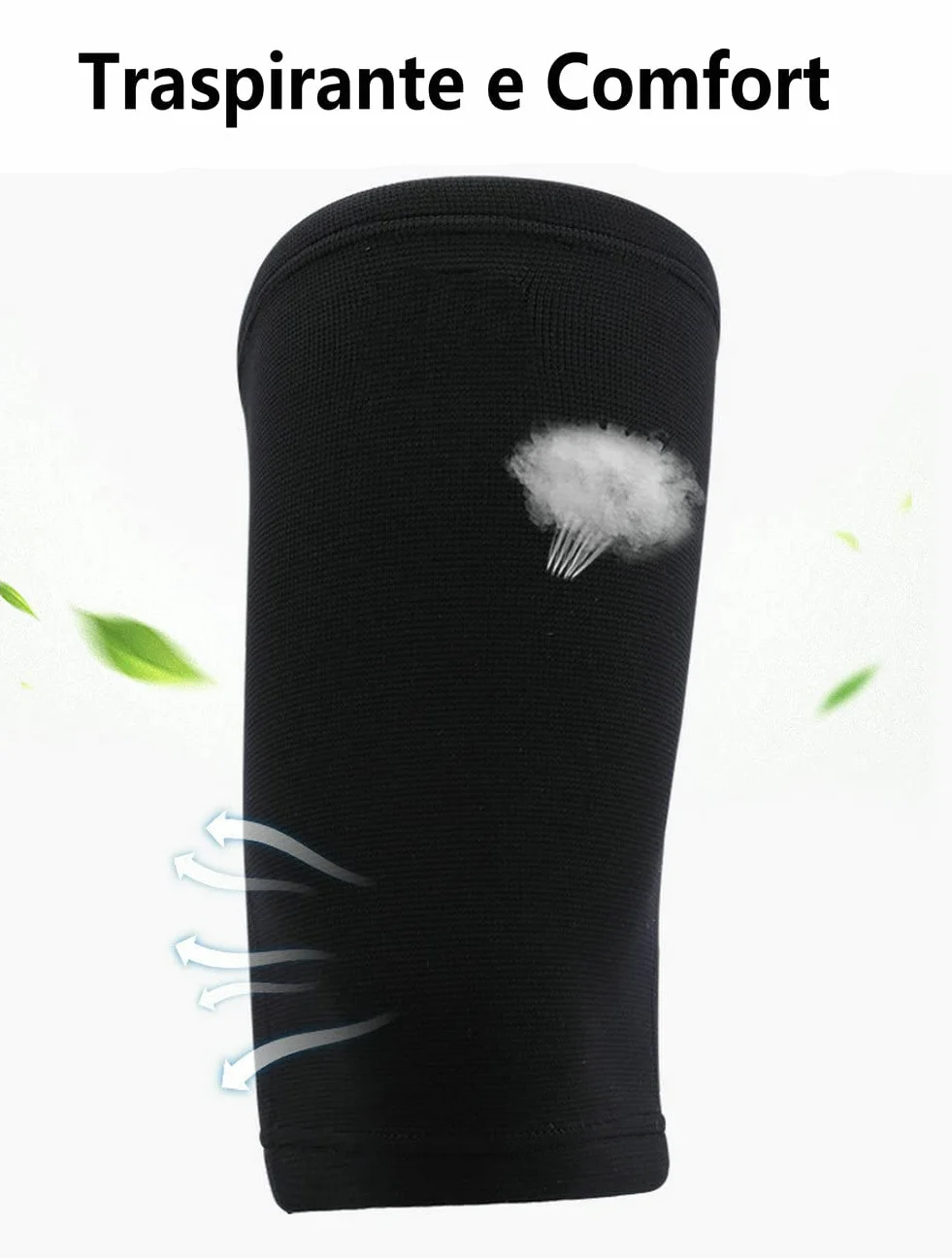 Fascia Elastica Support Bandage Compressione Coscia Ginocchia Tutore Gamba Sport Fitness Unisex Black 2
