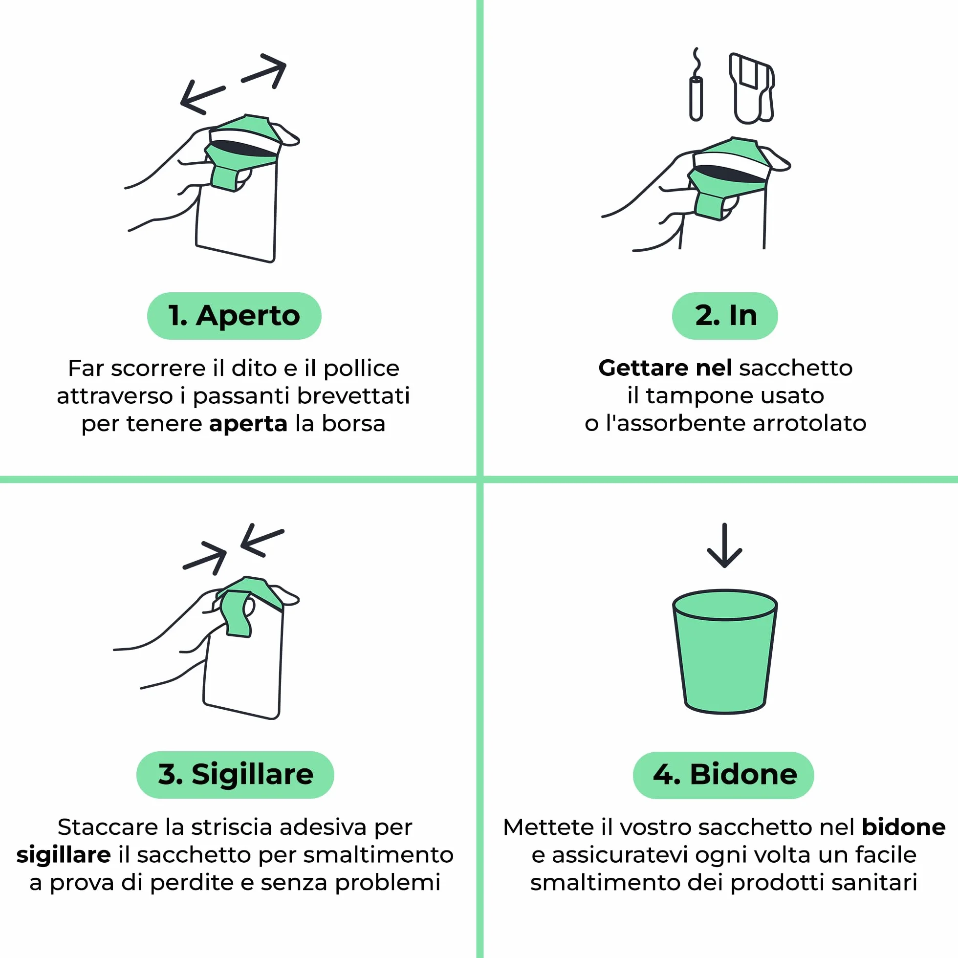 Sacchetti igienici per lo smaltimento 45 pezzi - Previene odori, ecologico, sigillabile
