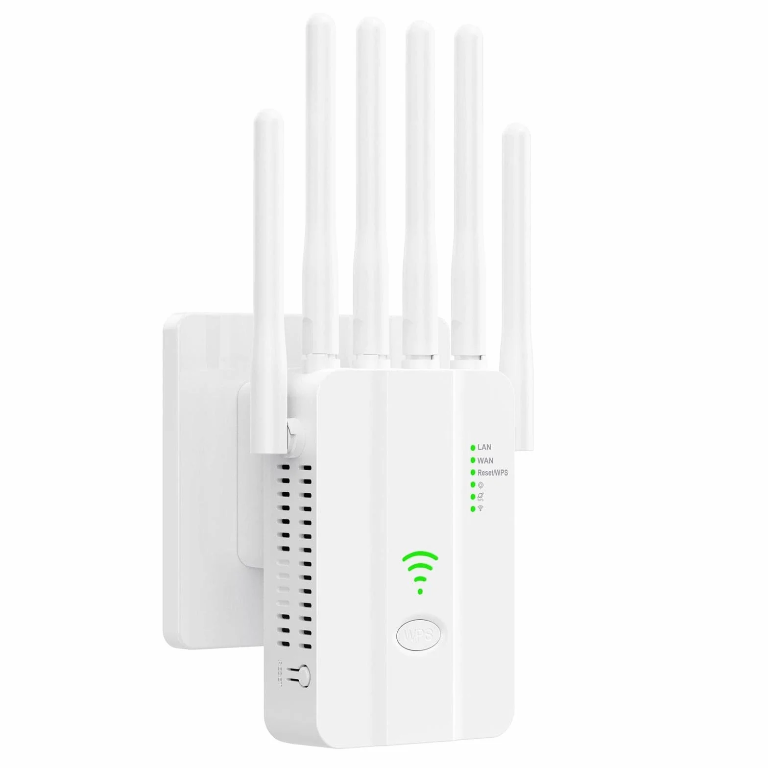 Amplificatore WiFi 300 Mbps per Casa, Ripetitore Segnale WiFi 2.4GHz con 6 Antenne ad Alto Guadagno, Porta LAN Gigabit, Modalità Router/AP, WPS, per Streaming Gaming Online Senza Interruzioni