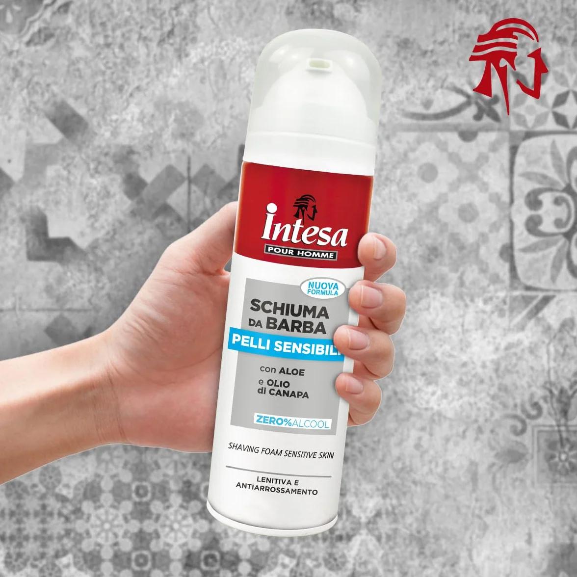 INTESA POUR HOMME Schiuma da Barba Pelli Sensibili con Aloe e Olio di Canapa 300 ml