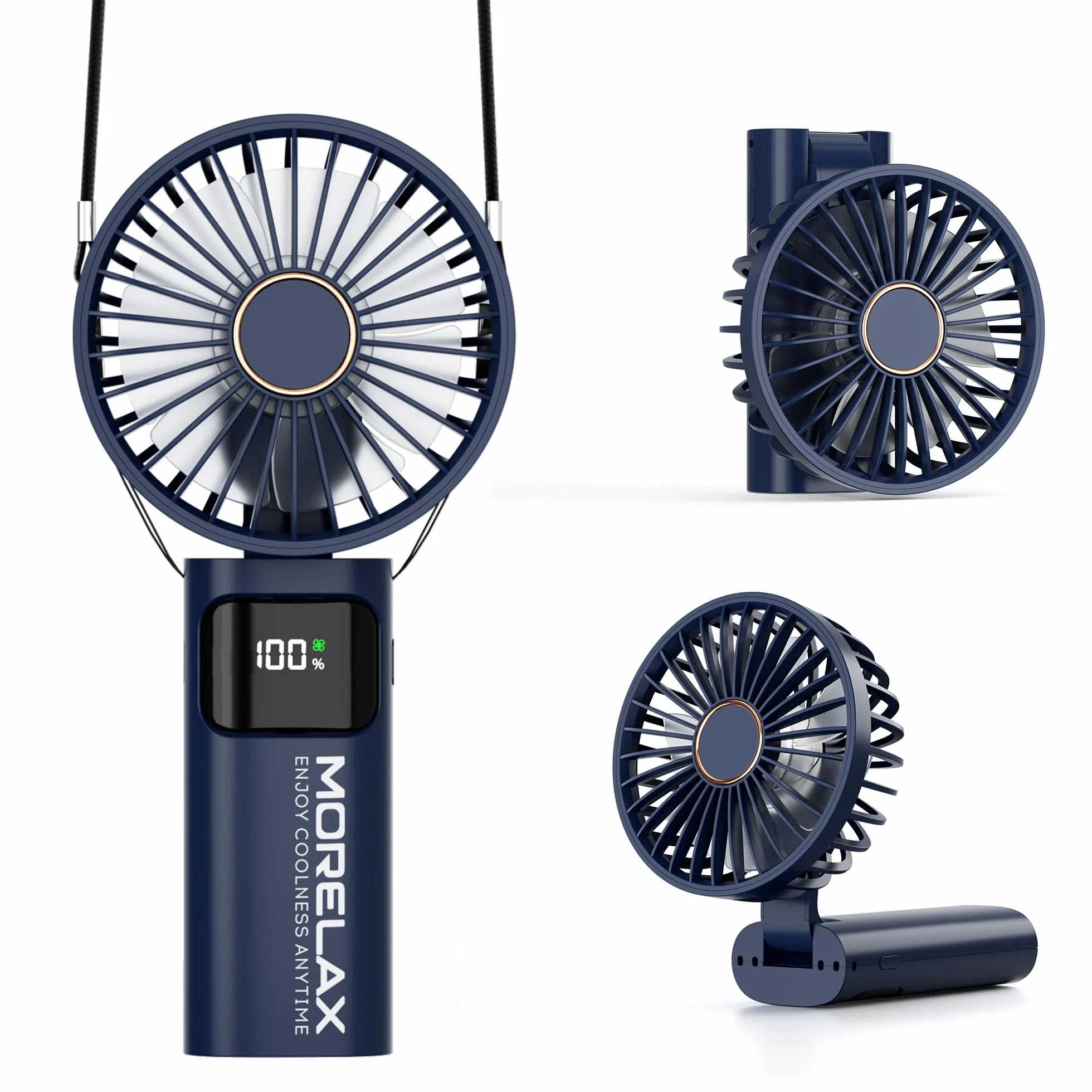 Ventilatore a Mano,Mini Ventilatore Portatile,5200mAh Ricaricabile,Piccolo Ventilatore Tascabile Con 6 Livelli di Velocità,Ventilatore USB Pieghevole a 180° per Casa,Ufficio,Scuola,Esterno, Blu