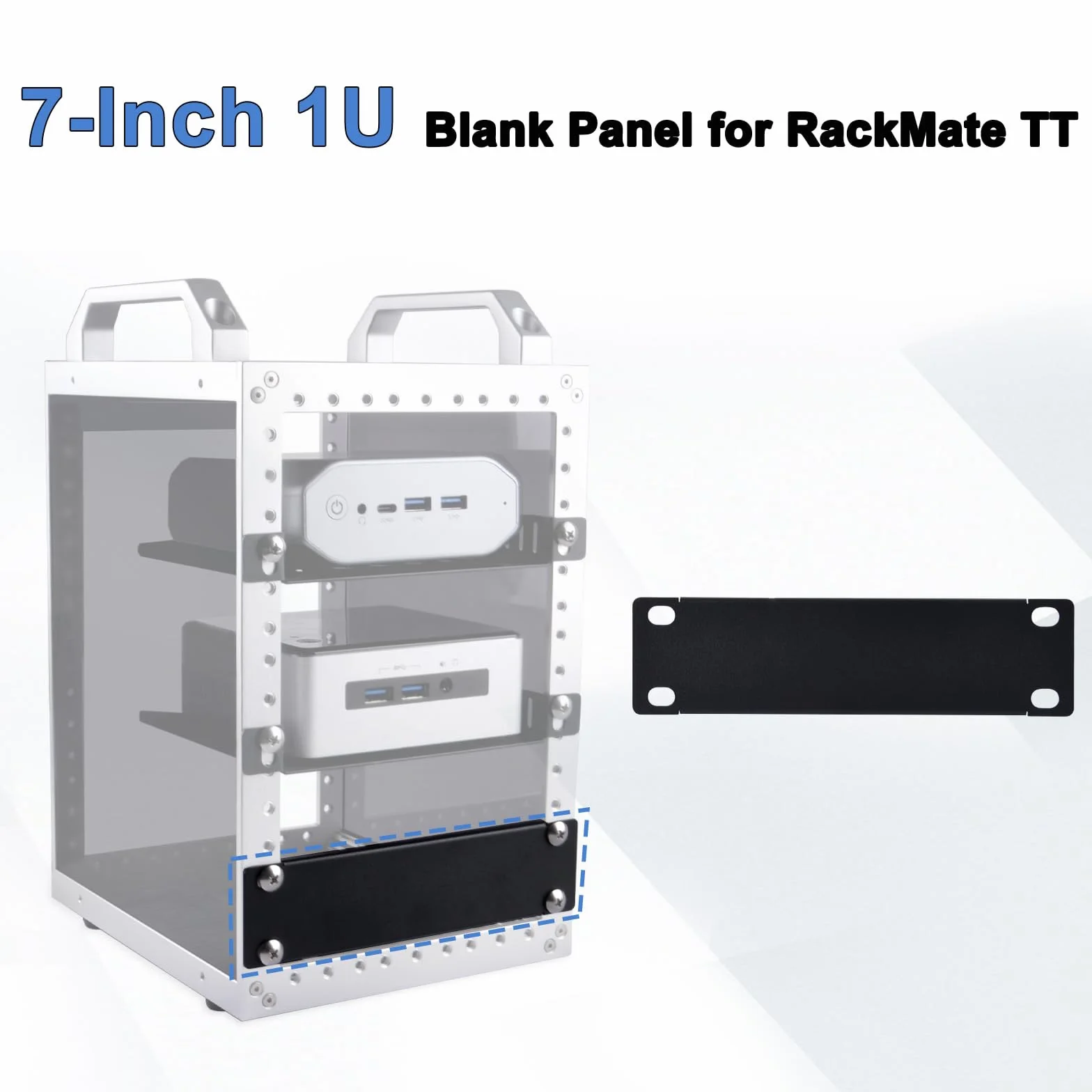 GeeekPi Pannello vuoto da 7" 1U in metallo per montaggio su rack DeskPi RackMate TT