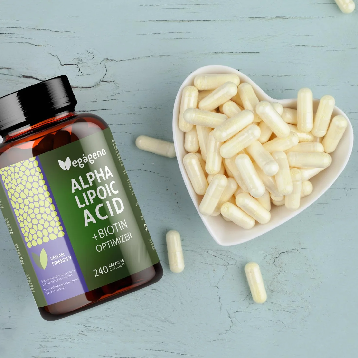 Acido Alfa Lipoico (ALA) + BIOTINA Optimizer 600 mg. 240 capsule vegetali. Antiossidante naturale. Senza glutine. Non OGM. Adatto a vegani
