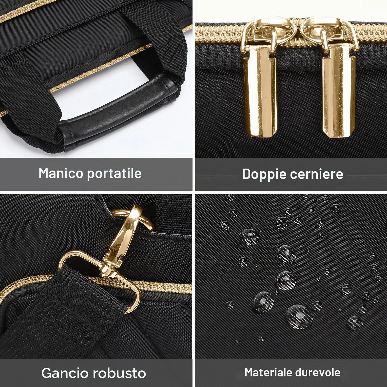MOSISO 16 Pollici Borsa Tracolla Laptop,15-15,6 Pollici Custodia PC Compatibile con MacBook Pro 16/Air 15,HP,Dell,Lenovo,Asus,Borse Messenger Front Invertito Trapezio Quilted Tasca&Belt,Nero