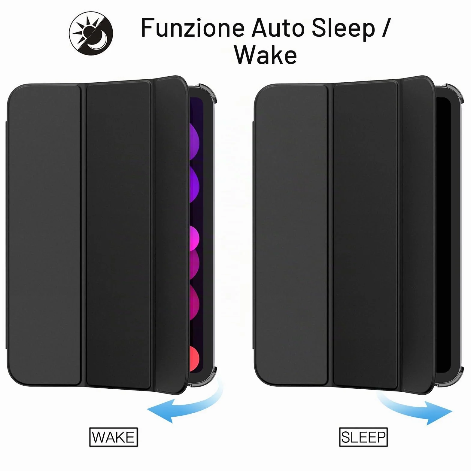 JETech Custodia iPad mini A17 Pro 2024 7a Generazione mini 6 2021 6a Generazione Supporto Sottile Retro Rigido Cover Auto Svegliati Sonno Nero