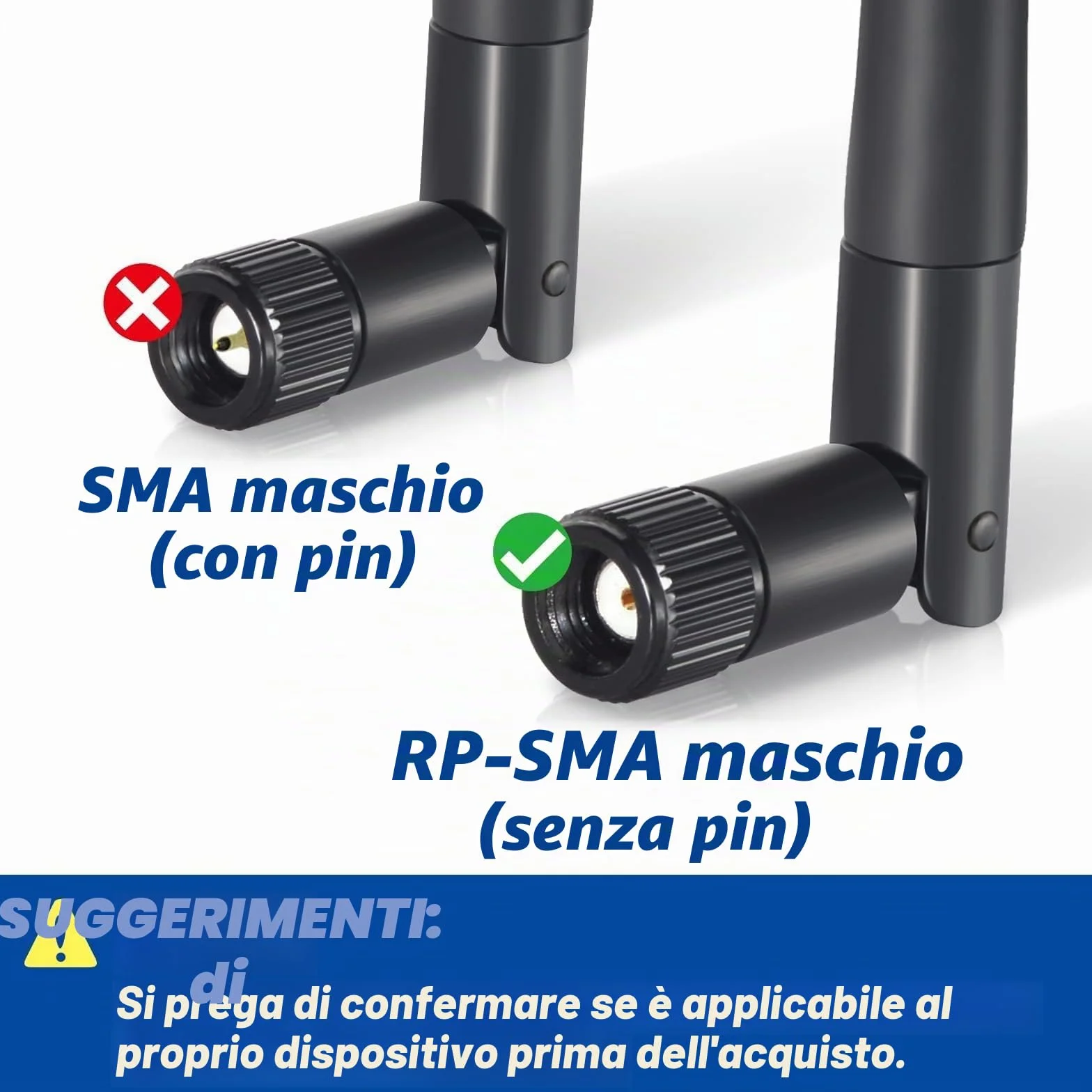 Bingfu Antenna WiFi 2,4 GHz 5 GHz 5,8 GHz Bibanda 3 dBi Maschio RP-SMA per Scheda Rete Wireless Router WiFi Telecamera IP Sicurezza Videocamera di Retromarcia Blutooth Stereo Adattatore USB