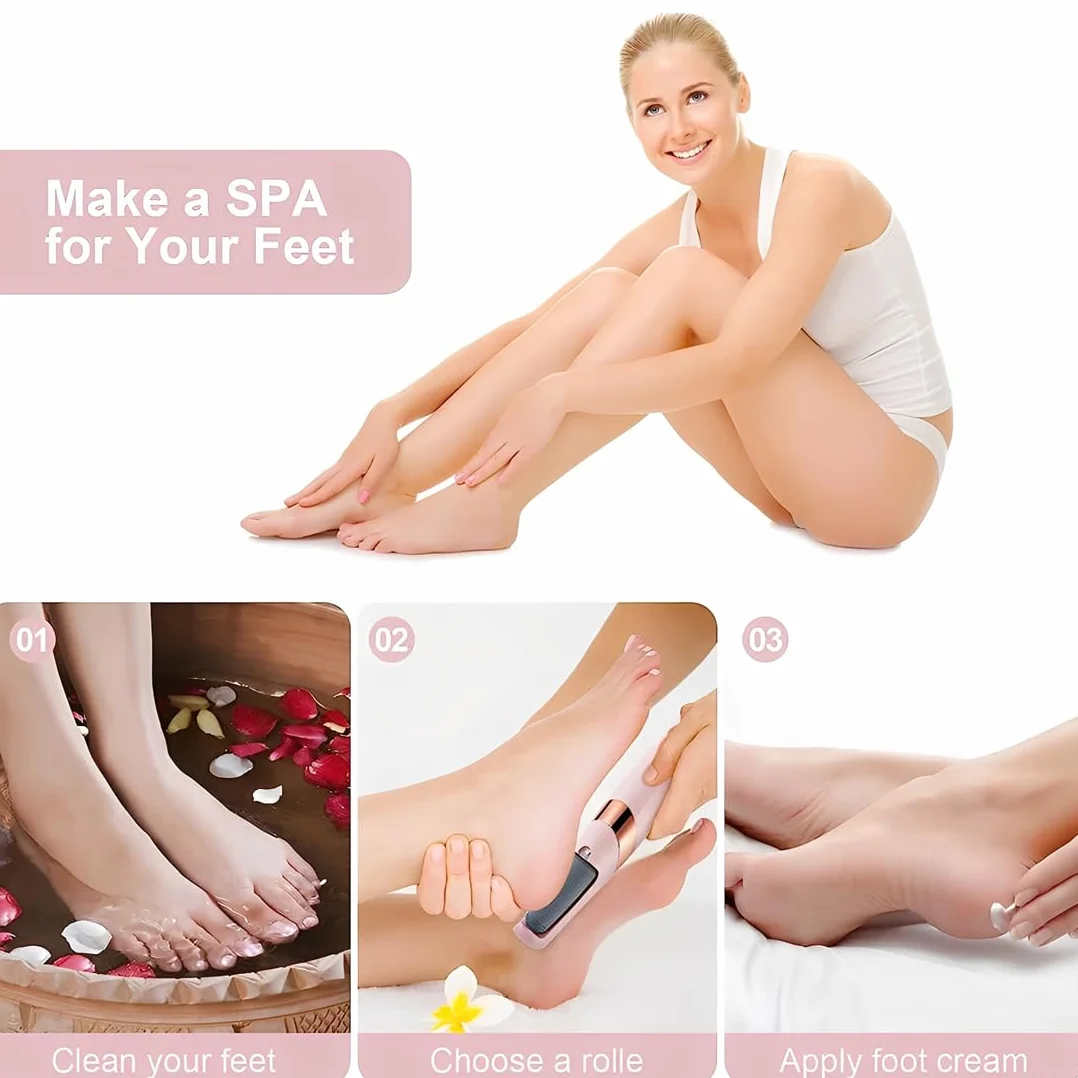 Tomdesk Pedicure Elettrico Professionale Ricaricabile per Talloni, 2 Velocità LED, Cura Piedi