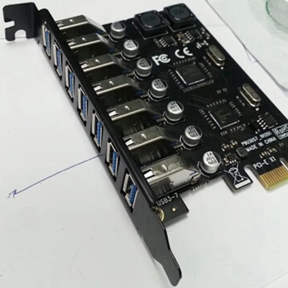 Adattatore PCI Express USB 3.0 PCI e un 7 Porte Scheda Adattatore di Espansione USB 3 Convertitore Controller USB3 PCIe PCI-E X1 (VIA)