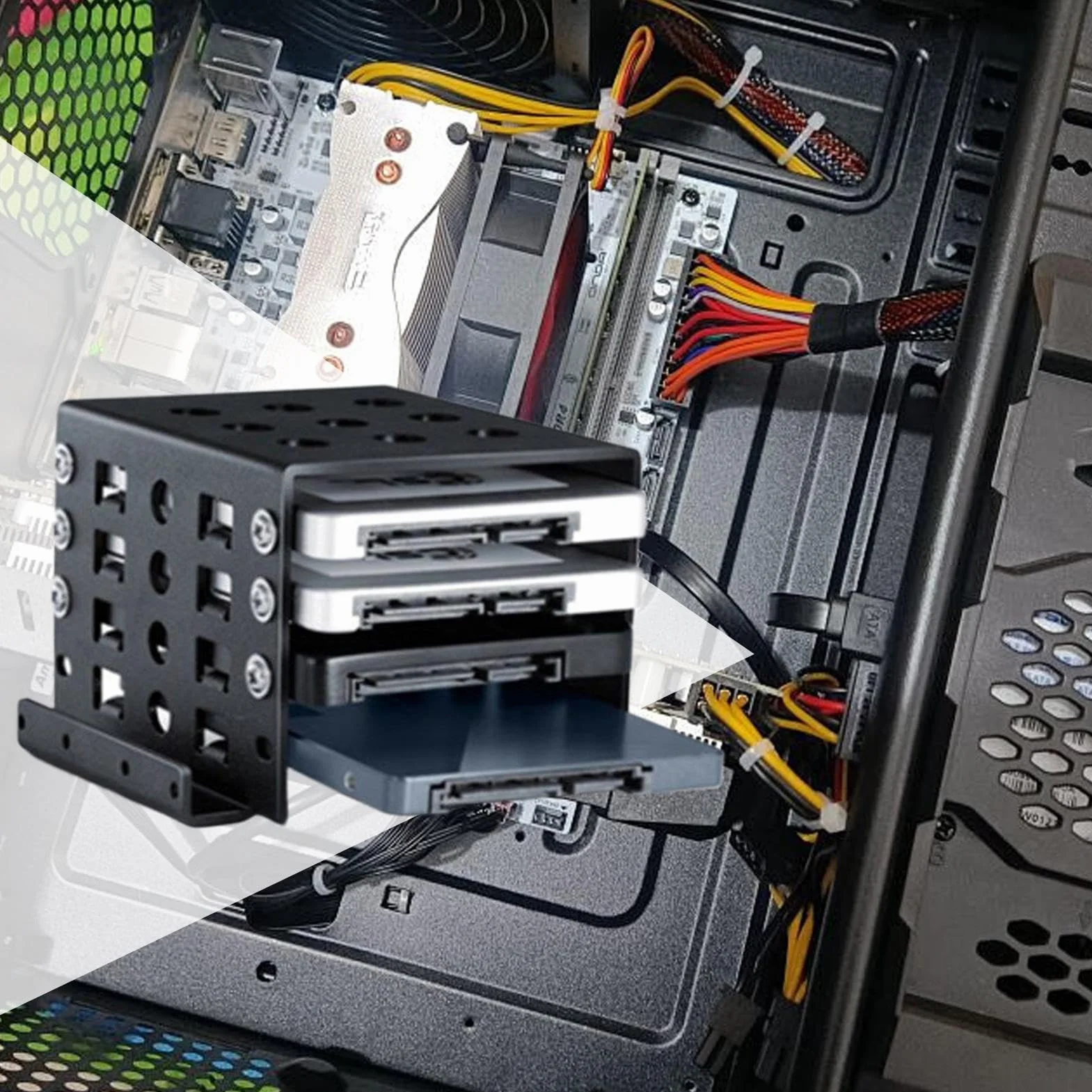 Hard Drive Cage, 2.5 to 3.5 Inch Mounting Bracket, Shockproof Docking Tray Adapter, Compact Storage Caddy for Home Expansion, Desktops, Workstations, Computer Setup Use