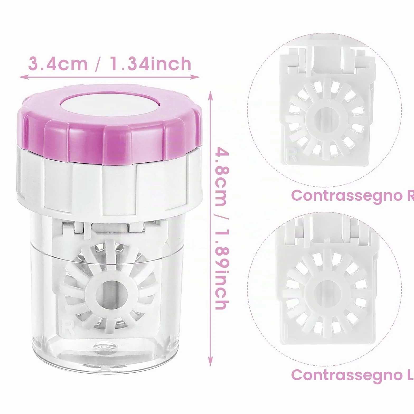 Pulitore portatile a rotazione per lenti a contatto 3 Pezzi Contenitore di plastica