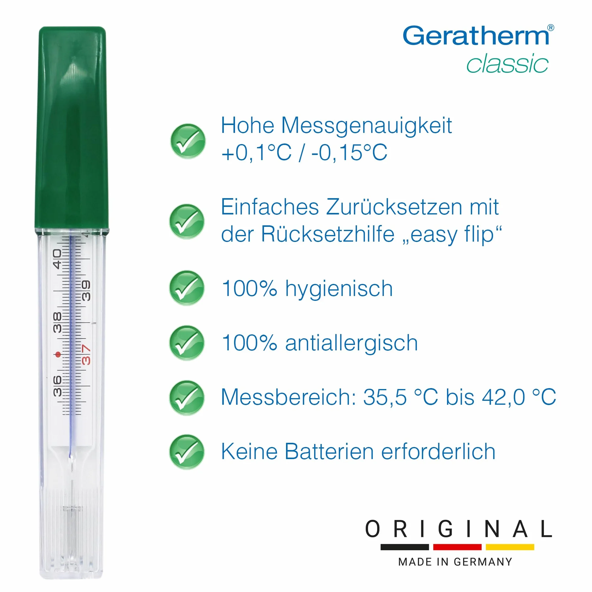 Geratherm Classico termometro analogico senza mercurio, precisione garantita a vita
