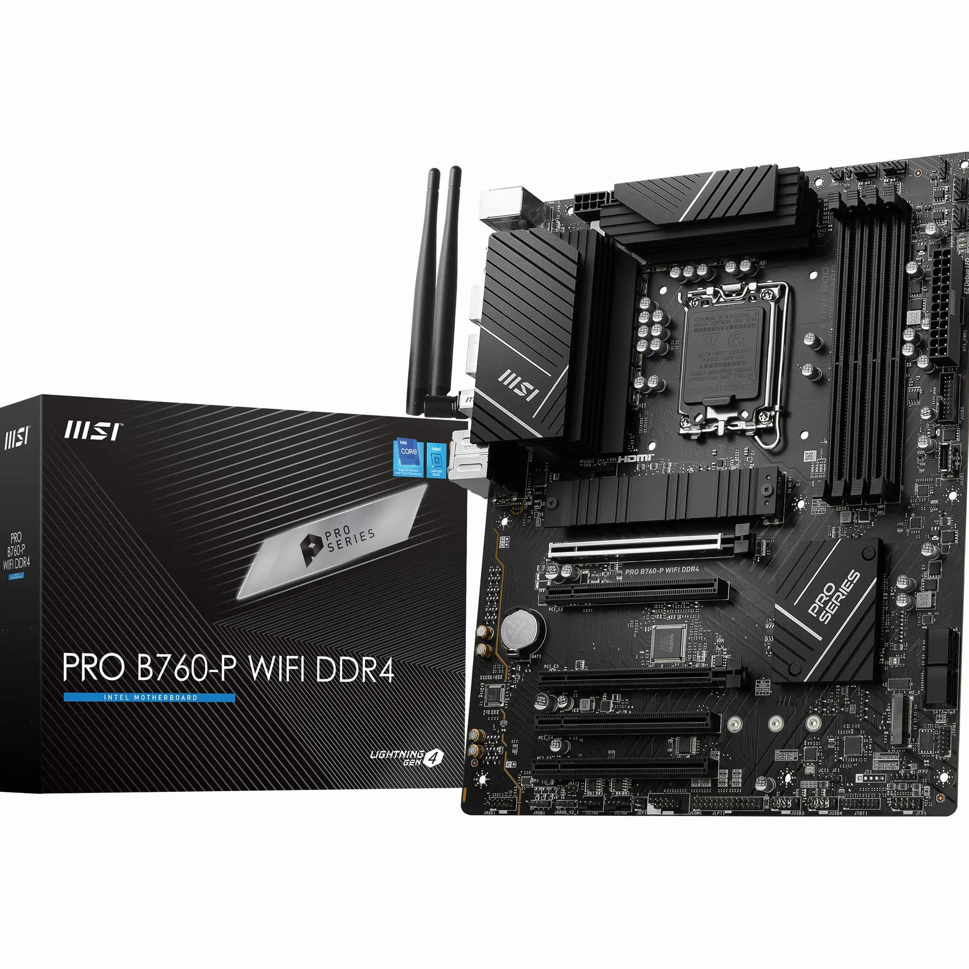 MSI PRO B760-P WIFI DDR4 Scheda Madre ATX - Supporta Intel 12° & 13° Gen, LGA 1700 - DDR4 Memory Boost 5333+MHz/OC, PCIe 4.0 x16 Slots, M.2 Gen4 Slots, 2.5G LAN, Wi-Fi 6E