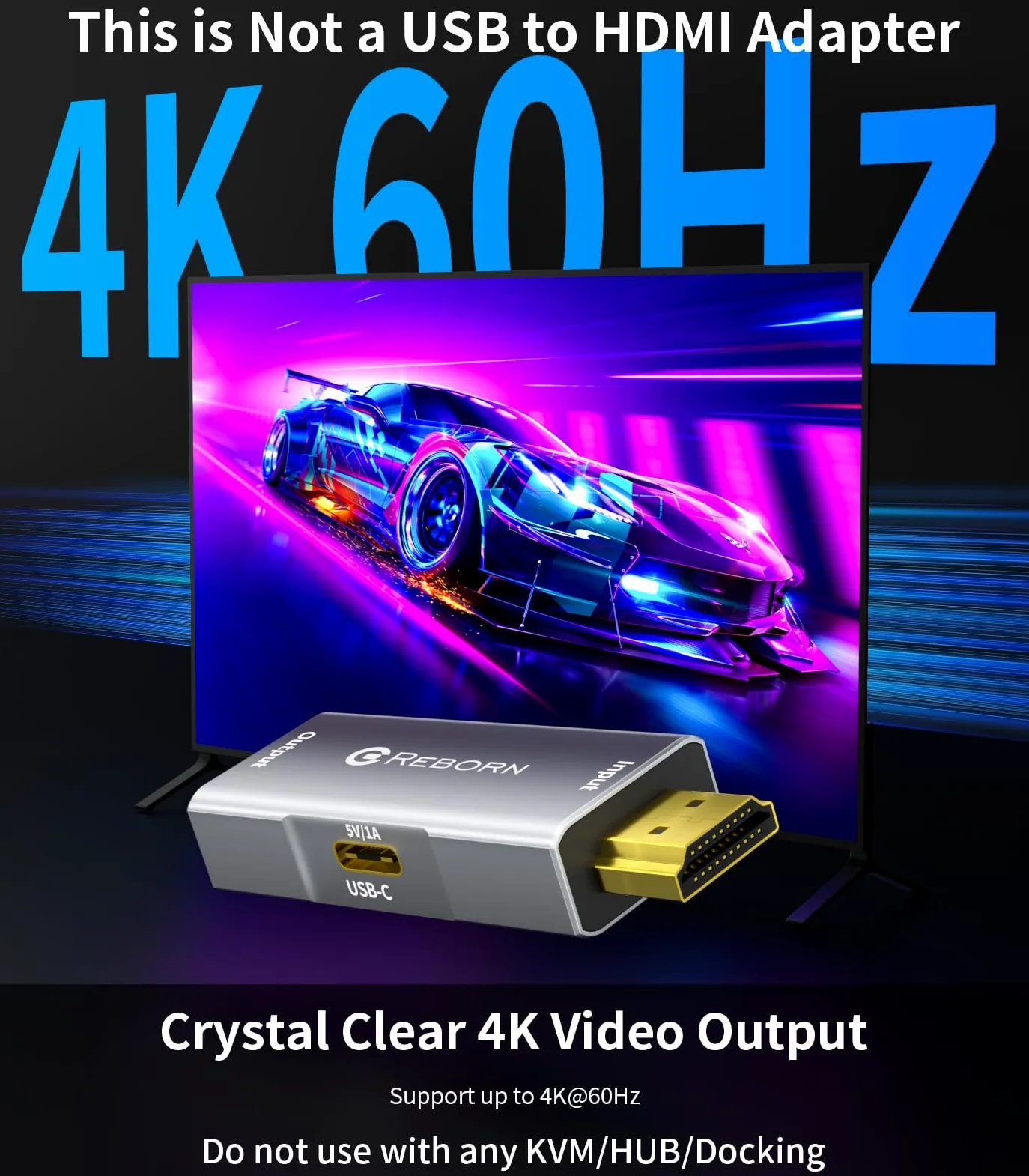 Adattatore da HDMI a Mini DisplayPort, 4K 60Hz, 1080p 120Hz, solo unidirezionale, HDMI (sorgente) 2.0 maschio a mini DP (display) femmina, convertitore per laptop, AMD, NVIDIA, PS5, Xbox e altro