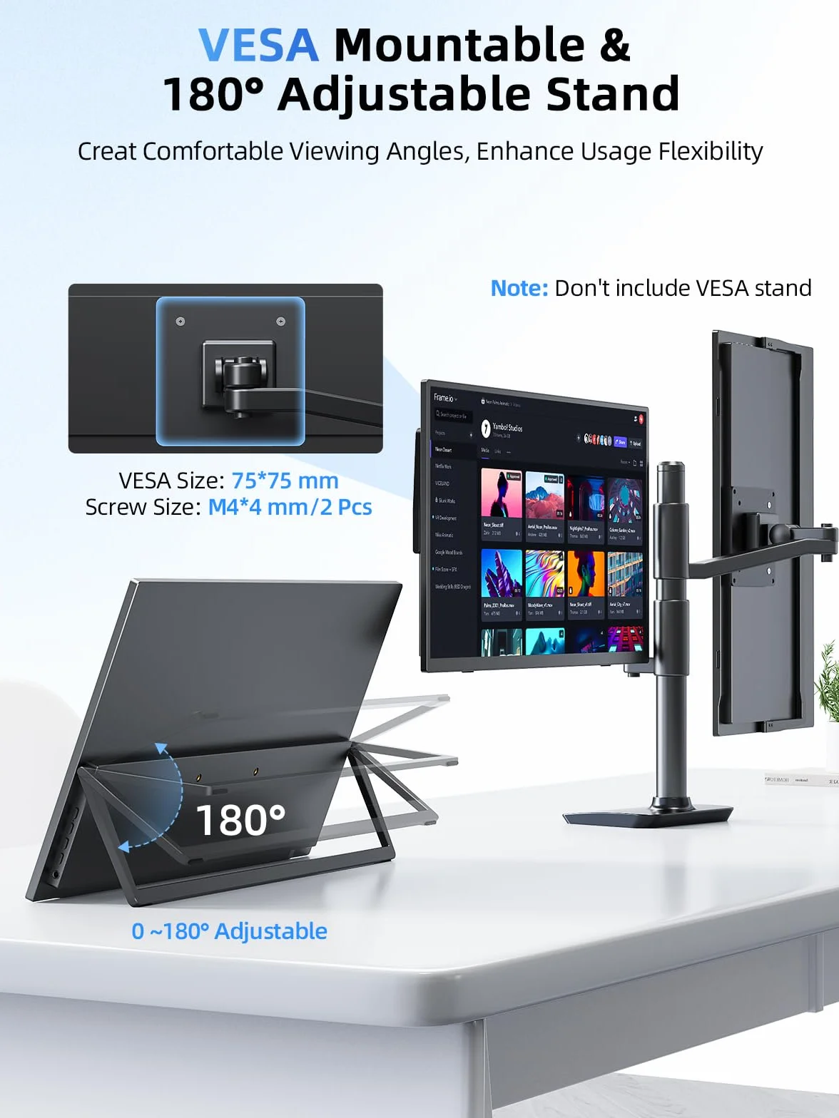 UPERFECT Monitor Portatile Touchscreen 15,6 Pollici 125% sRGB 2000:1 Sottile Schermo Dispaly IPS 1080P FHD Dual USB C Eye Care, Schermo Opaco per PC/Laptop/Fonini/Console di Gioco, Montaggio VESA
