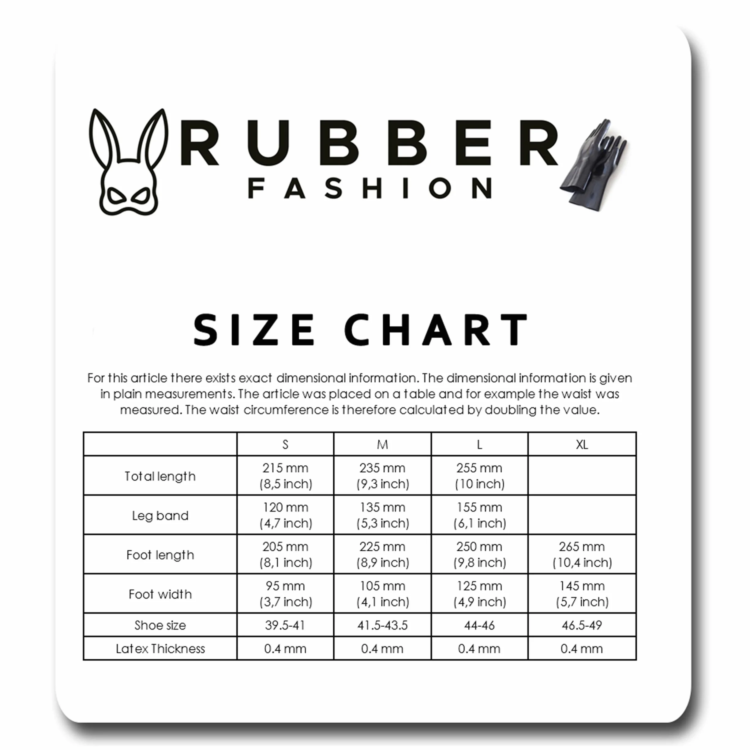 Rubberfashion Calzini lunghi in lattice per donna e uomo Nero 0,4 mm M 41,5-43,5