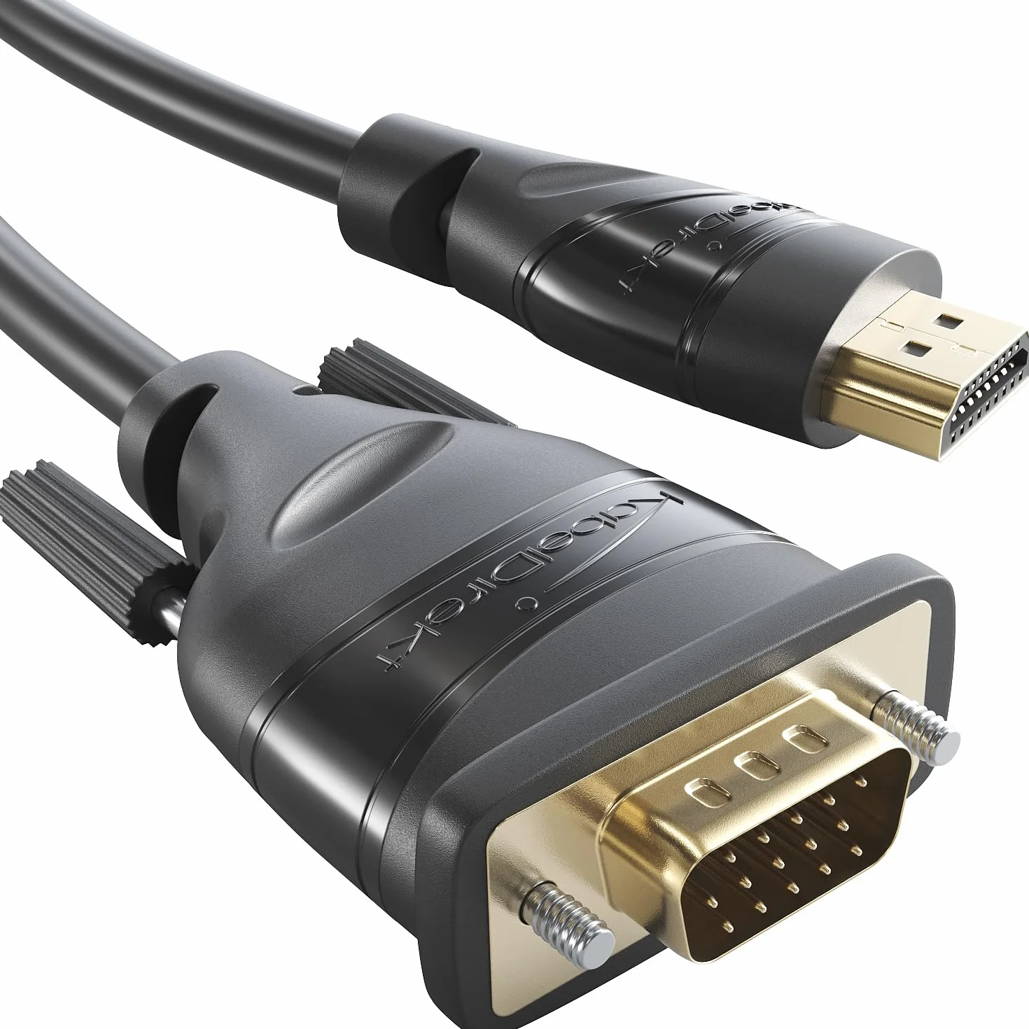 KabelDirekt – Cavo adattatore HDMI-VGA – 2 m (High Speed HDMI/D-Sub 15, cavo monitor per collegare PC, laptop e altri dispositivi a schermi VGA a Full HD/1080p e 60 Hz)