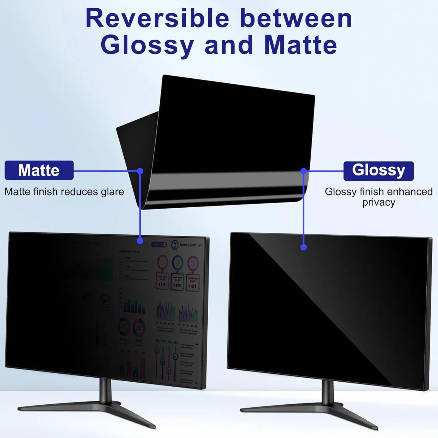 Filtro Privacy per Computer da 27" Widescreen 16:9, Filtro Privacy, Anti Spia e antiriflesso, Protezione dalla Luce Blu (598 mm x 337 mm)