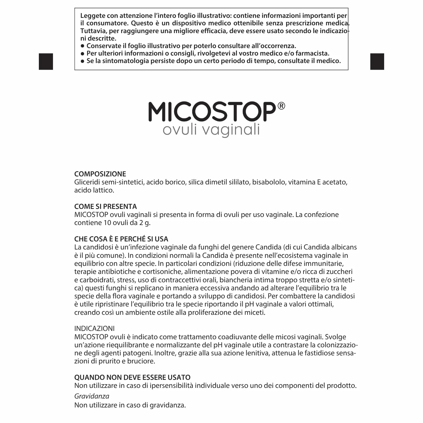 FARMA-DERMA Micostop Ovuli Vaginali 10 x 2 g Coadiuvante Micosi Vaginali
