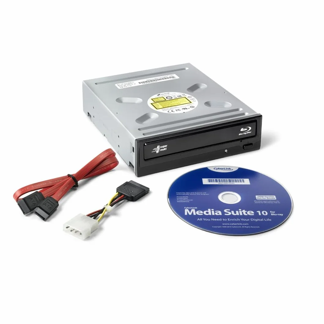 Hitachi-LG BH16 Internal Blu-Ray Drive, BD BD-R BDXL DVD-RW CD-RW ROM Player/Writer for Desktop PC, Windows 10 Compatible, 16x Write Speed, Software Included - Black (Bulk Version)