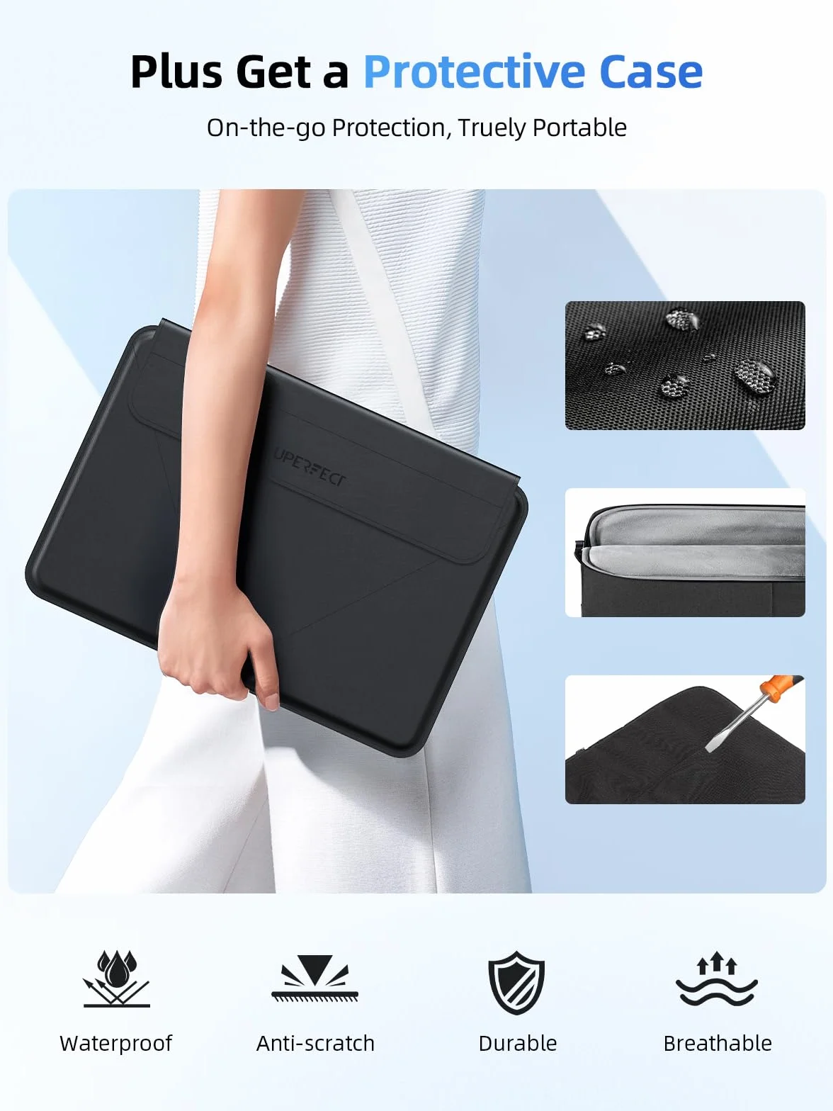 UPERFECT Monitor Portatile Touchscreen 15,6 Pollici 125% sRGB 2000:1 Sottile Schermo Dispaly IPS 1080P FHD Dual USB C Eye Care, Schermo Opaco per PC/Laptop/Fonini/Console di Gioco, Montaggio VESA