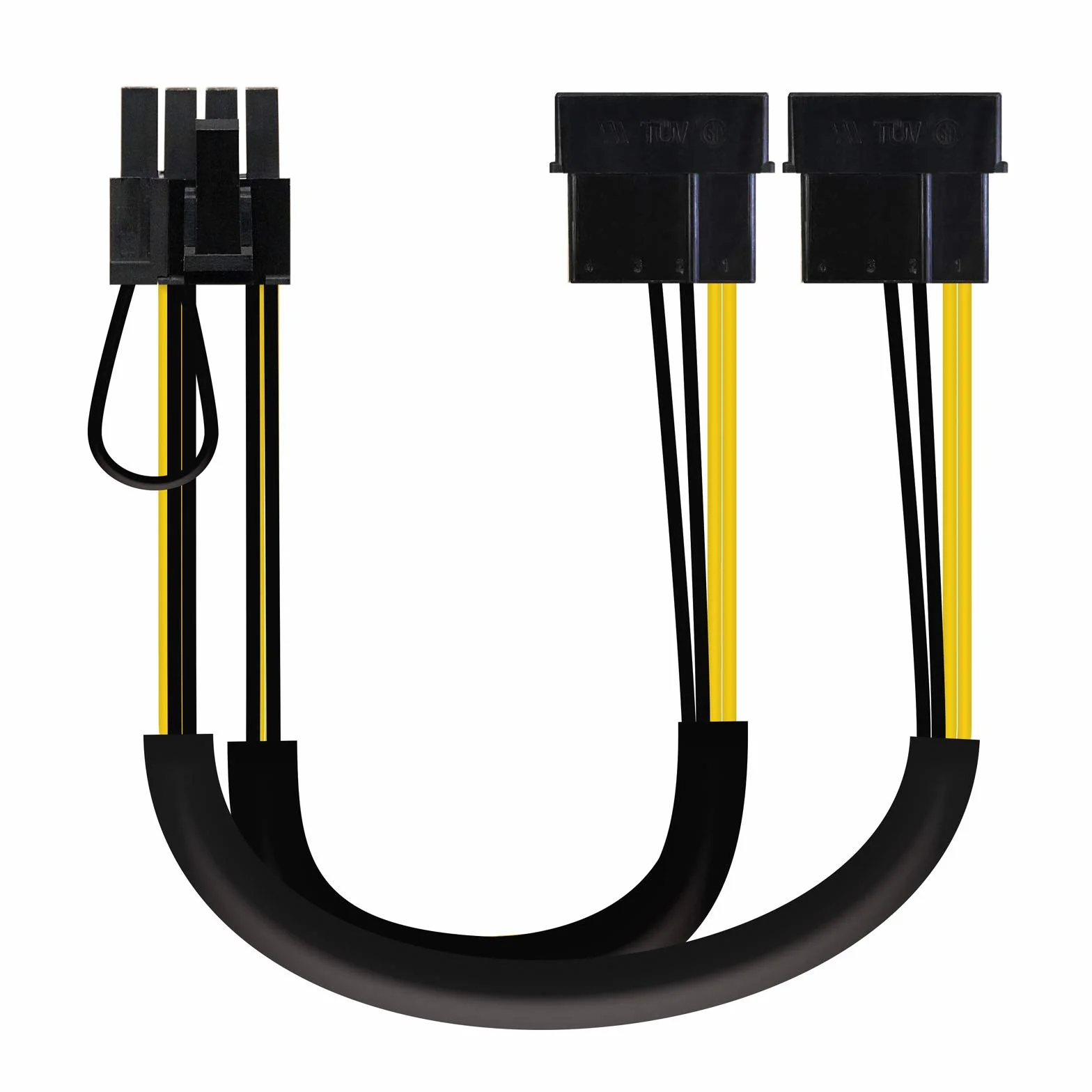 Nanocable 10.19.1201 - Cavo di alimentazione per scheda grafica 2xMOLEX 4 pin/M a PCI-E (MOLEX 6 + 2 pin) / M, 20 cm