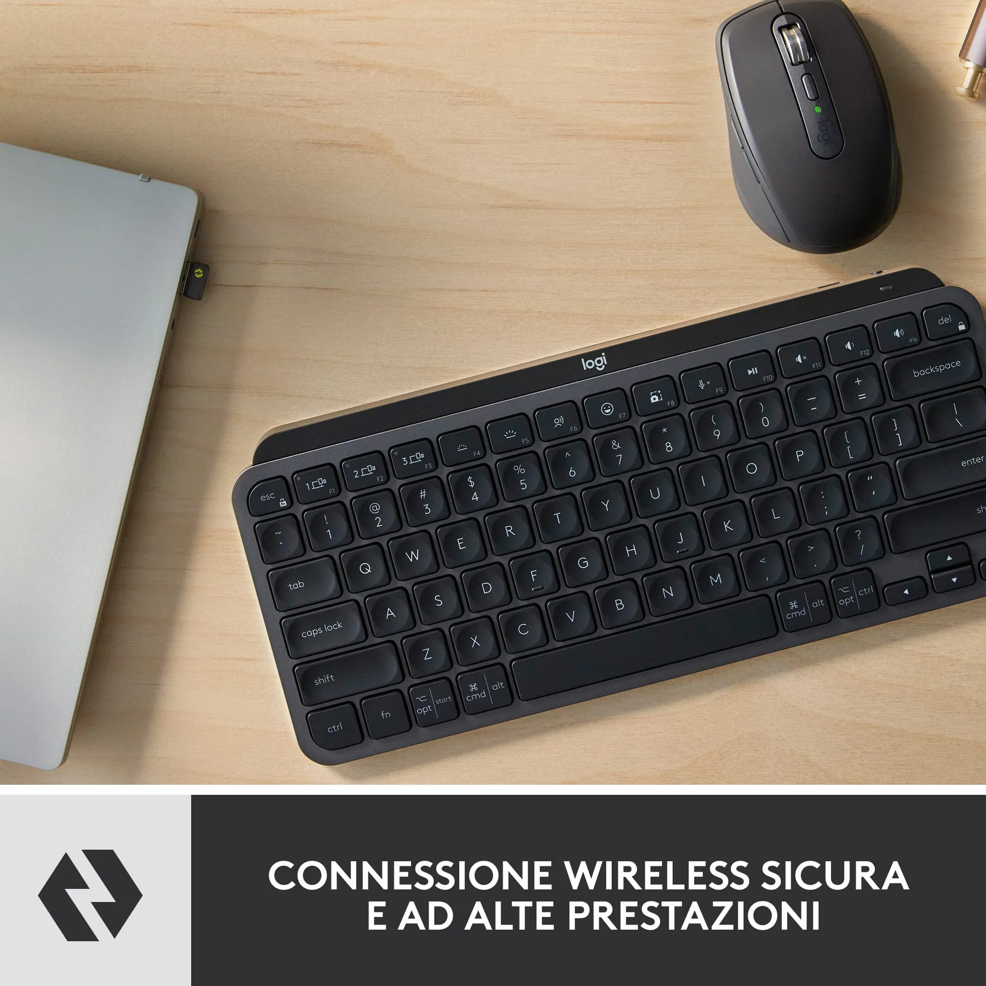 Logitech MX Keys Mini Combo for Business, compatto, tastiera e mouse senza fili, tecnologia Logi Bolt, Bluetooth, certificato Windows/Mac/Chrome/Linux - Grigio