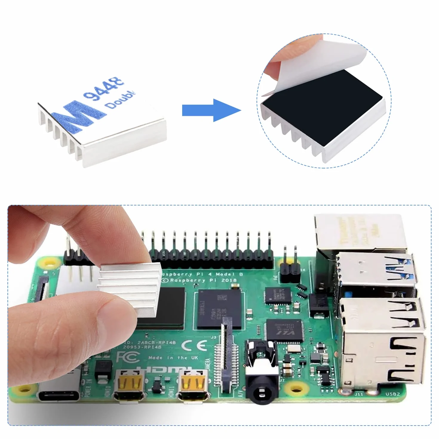 VooGenzek 40 Pezzi Dissipatori Di Calore Per Raspberry Pi 4 Modello B, Aletta di Raffreddamento in Alluminio con Nastro Adesivo Conduttivo Termico, Per Il Raffreddamento Di Raspberry Pi, Argento