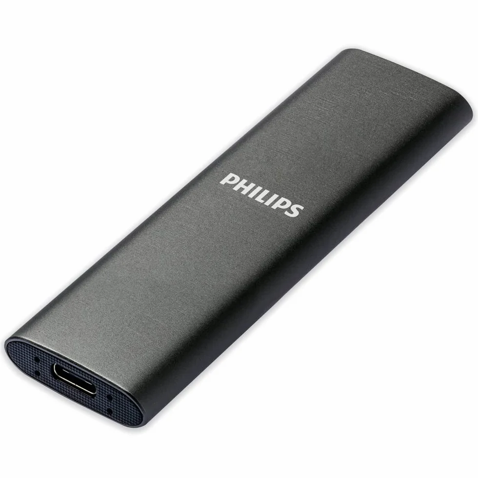 Philips SSD esterno portatile 2TB - Ultra Slim SATA Ultra Speed USB-C, velocità di lettura fino a 550 MB/s, alluminio