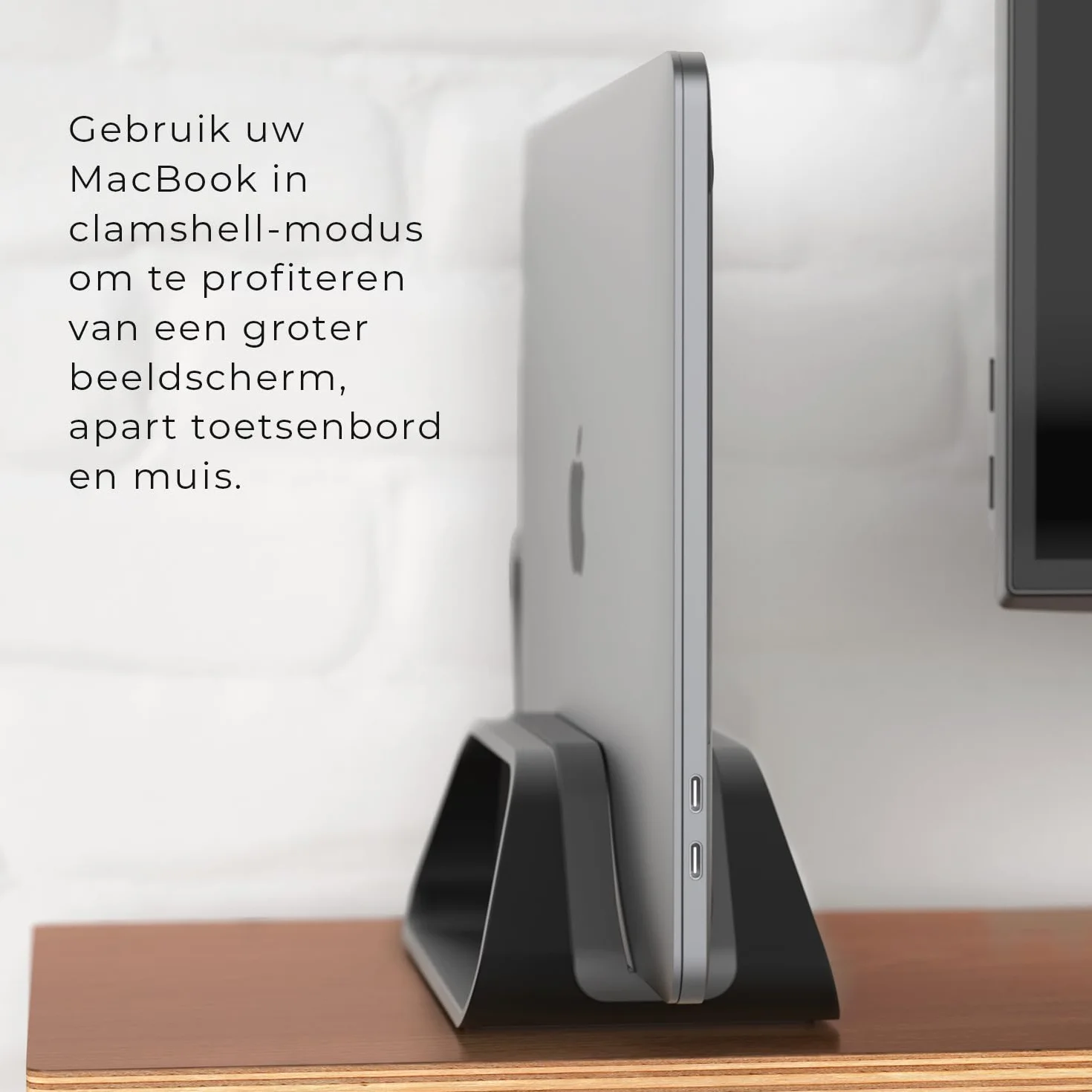 HumanCentric Supporto verticale per MacBook, compatibile con MacBook Pro, supporto per MacBook Air, supporto per computer portatile per Apple Laptop Desk Stand supporto verticale in alluminio, nero